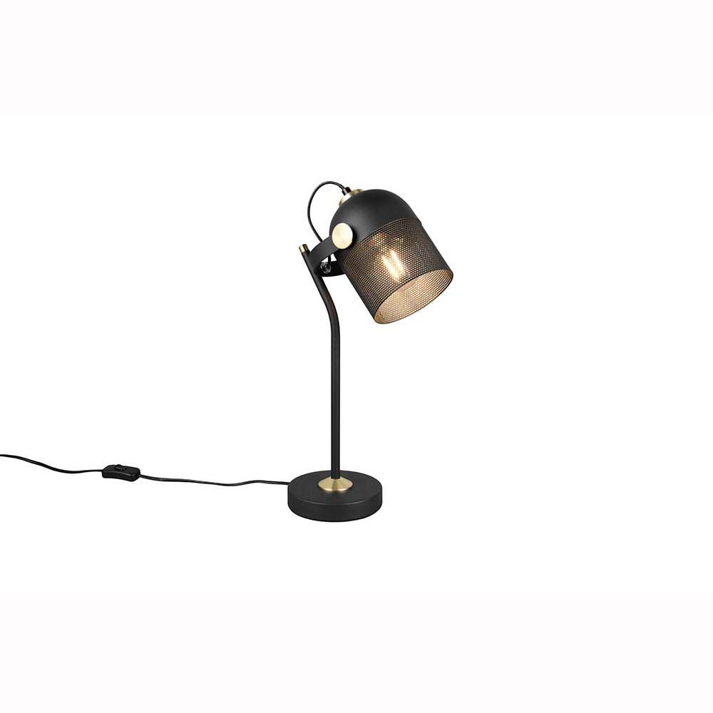 TRIO Leuchten Schreibtischlampe, Leuchtmittel nicht inklusive, Tischleuchte Leselampe Nachttischlampe Retro Wohnzimmerlampe Schwarz
