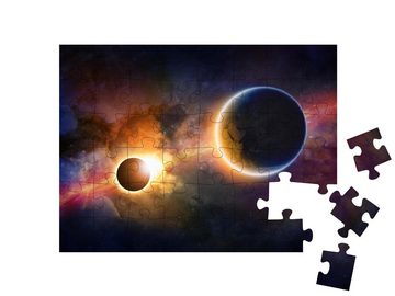 puzzleYOU Puzzle Weltraum und leuchtender Planet Erde, 48 Puzzleteile, puzzleYOU-Kollektionen Astronomie