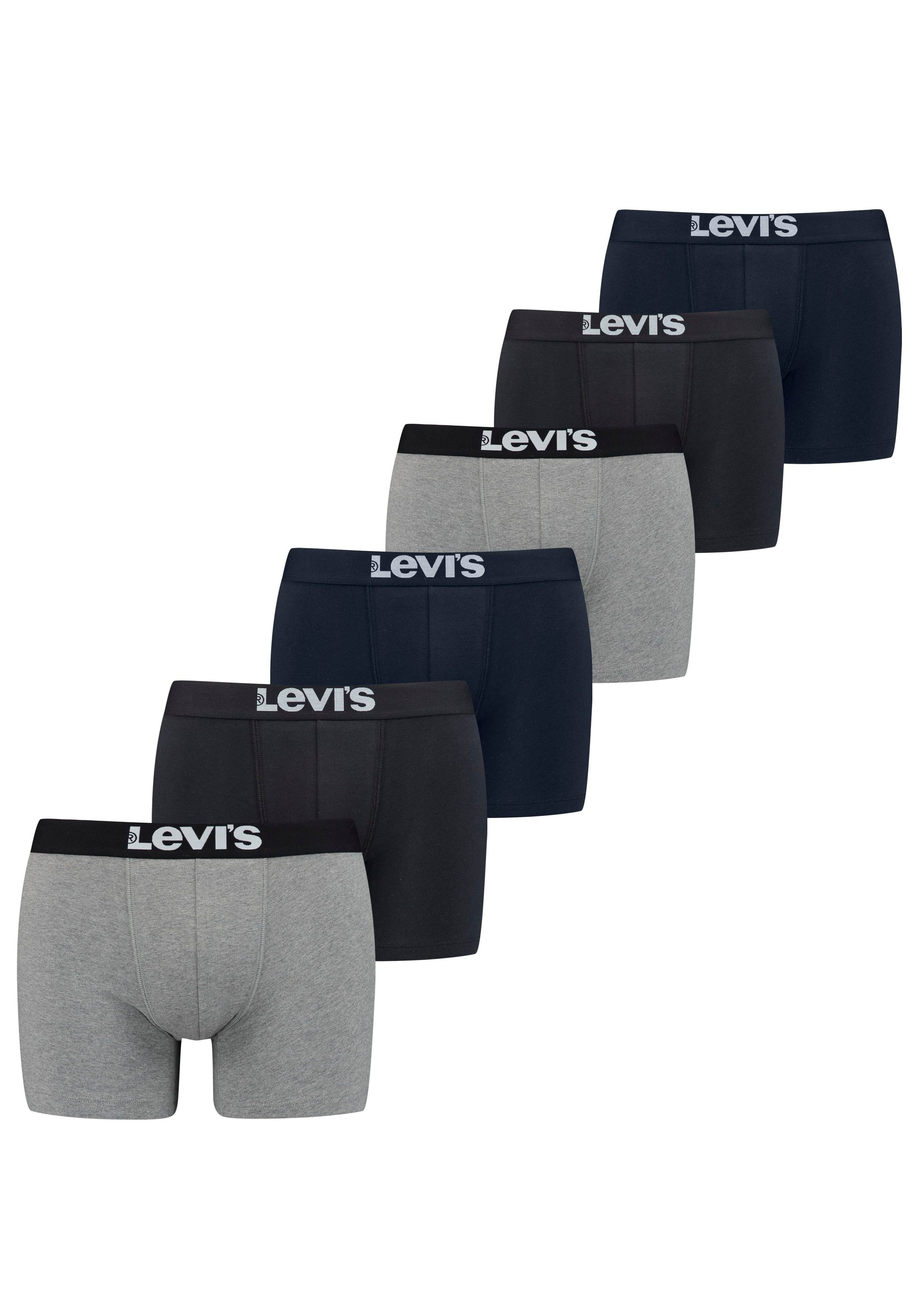 Levi's® Boxershorts (Packung, SOLID MEN LEVIS BASIC grey ORG 6-St) BOXER ECOM 6P BRIEF CO black/navy/mid mel