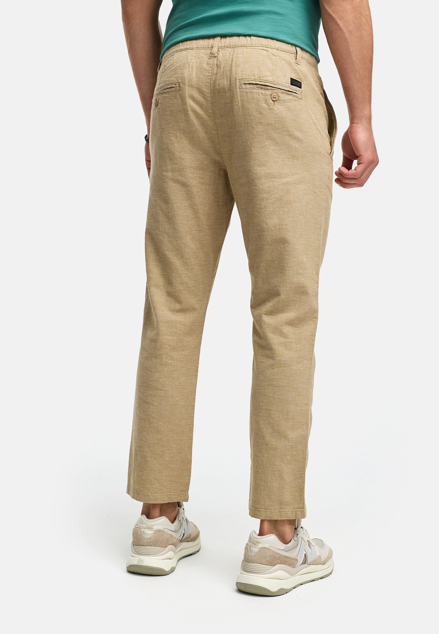 Indicode Leinenhose Herren INNandos Sommerhose Leinen Herrenhose mit elastischem Bund mit Knopf- und Reißverschluss