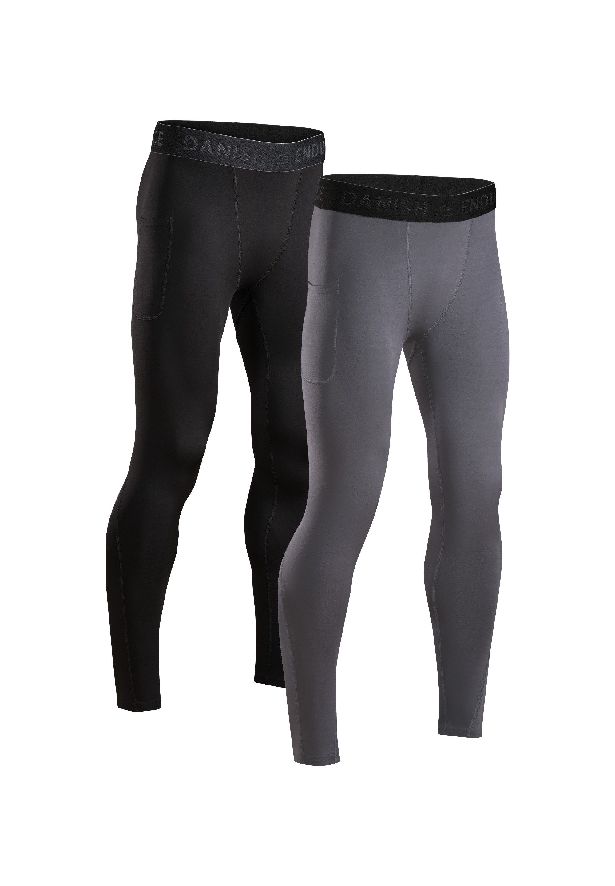 DANISH ENDURANCE Leggings Compression (2er-Pack) Lange Laufhose mit Taschen, reduziert Muskelkontraktionen