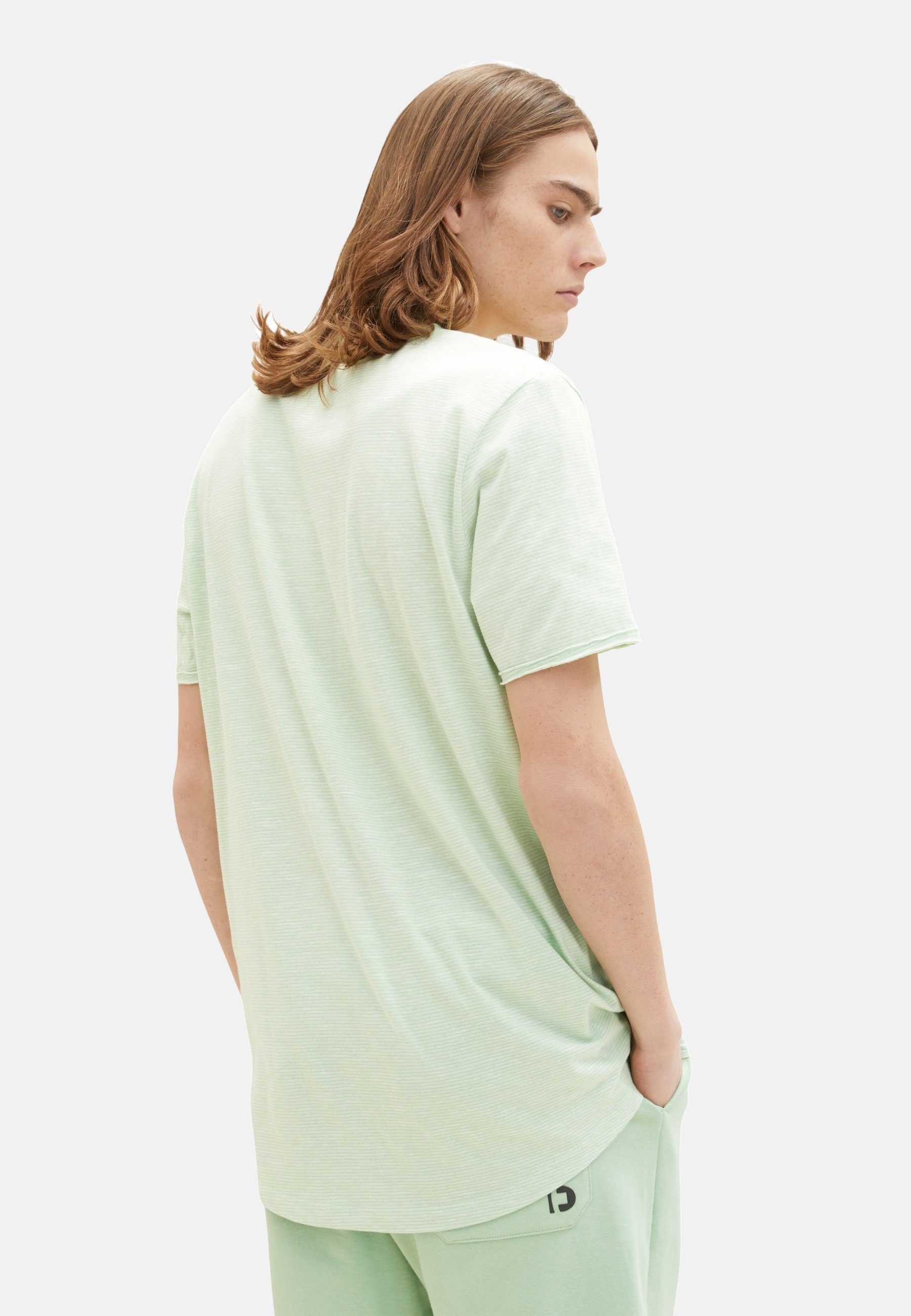 (1-tlg) T-Shirt TOM T-Shirt gestreift grün TAILOR Kurzarmshirt