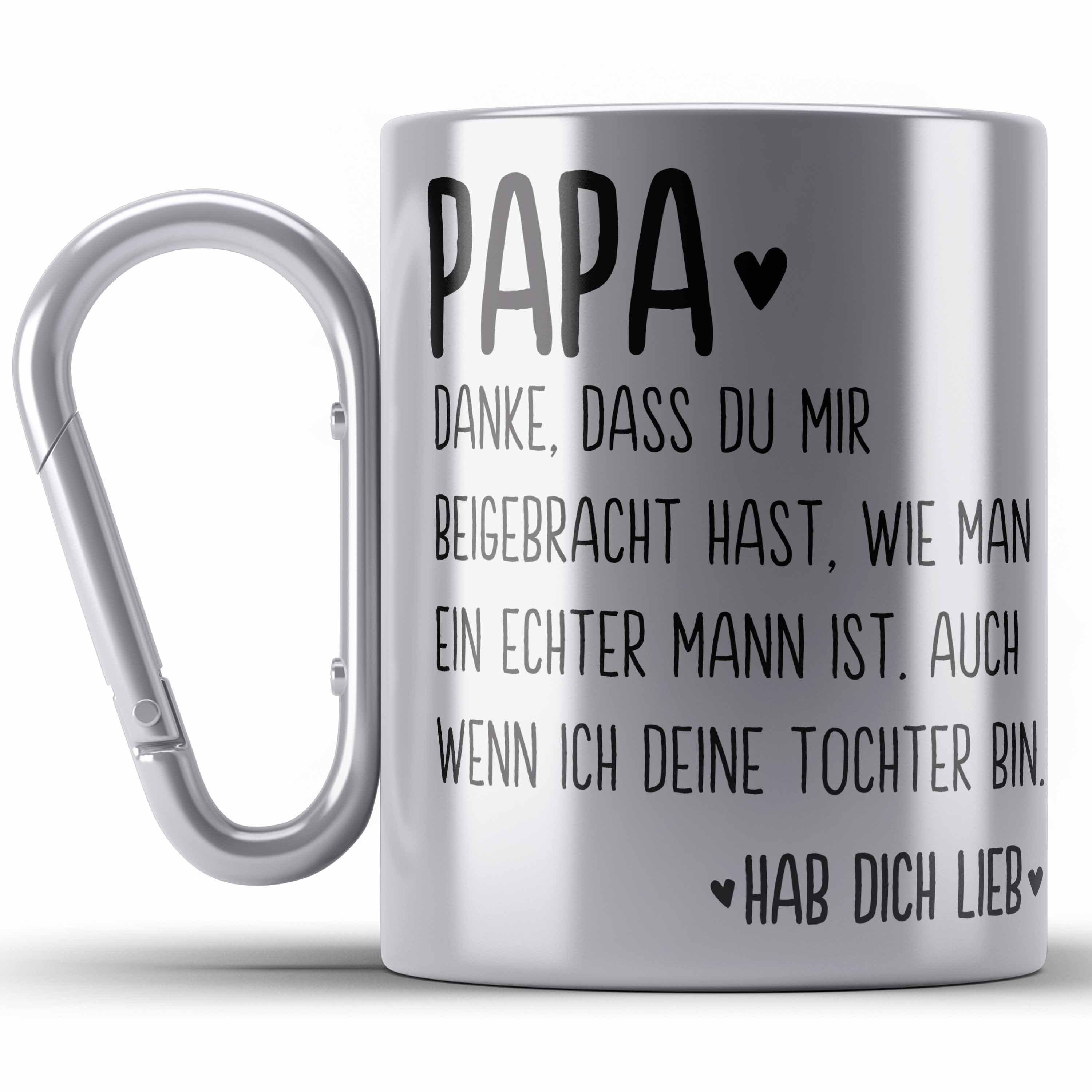 Trendation Thermotasse Papa Edelstahl Tasse Geschenk von Tochter Edelstahl Edelstahl Tasse Sp Silber