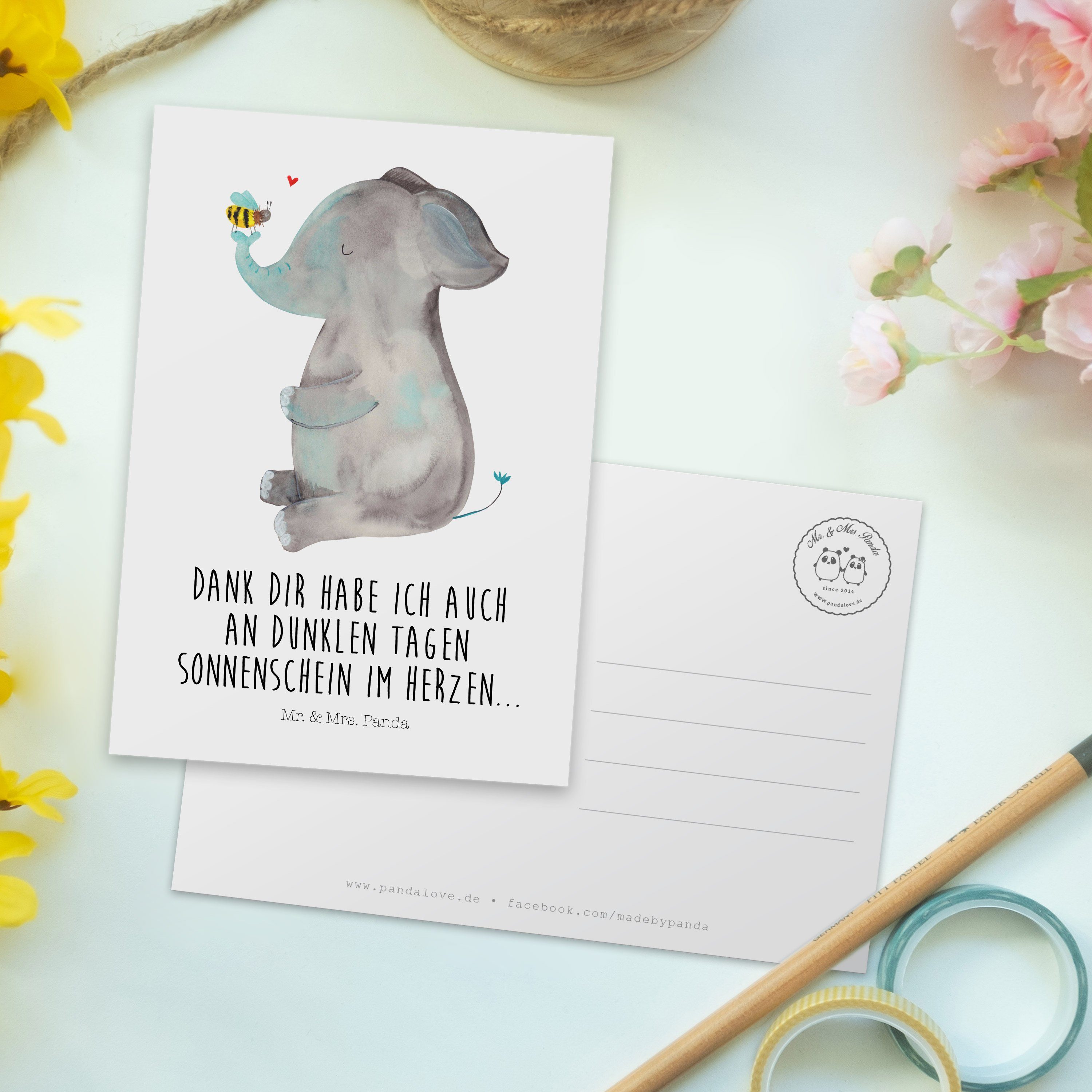 Mr. & Mrs. Postkarte Panda - Weiß - Elefant Karte Biene Geschenk, & Dankeskarte, Heiratsantrag