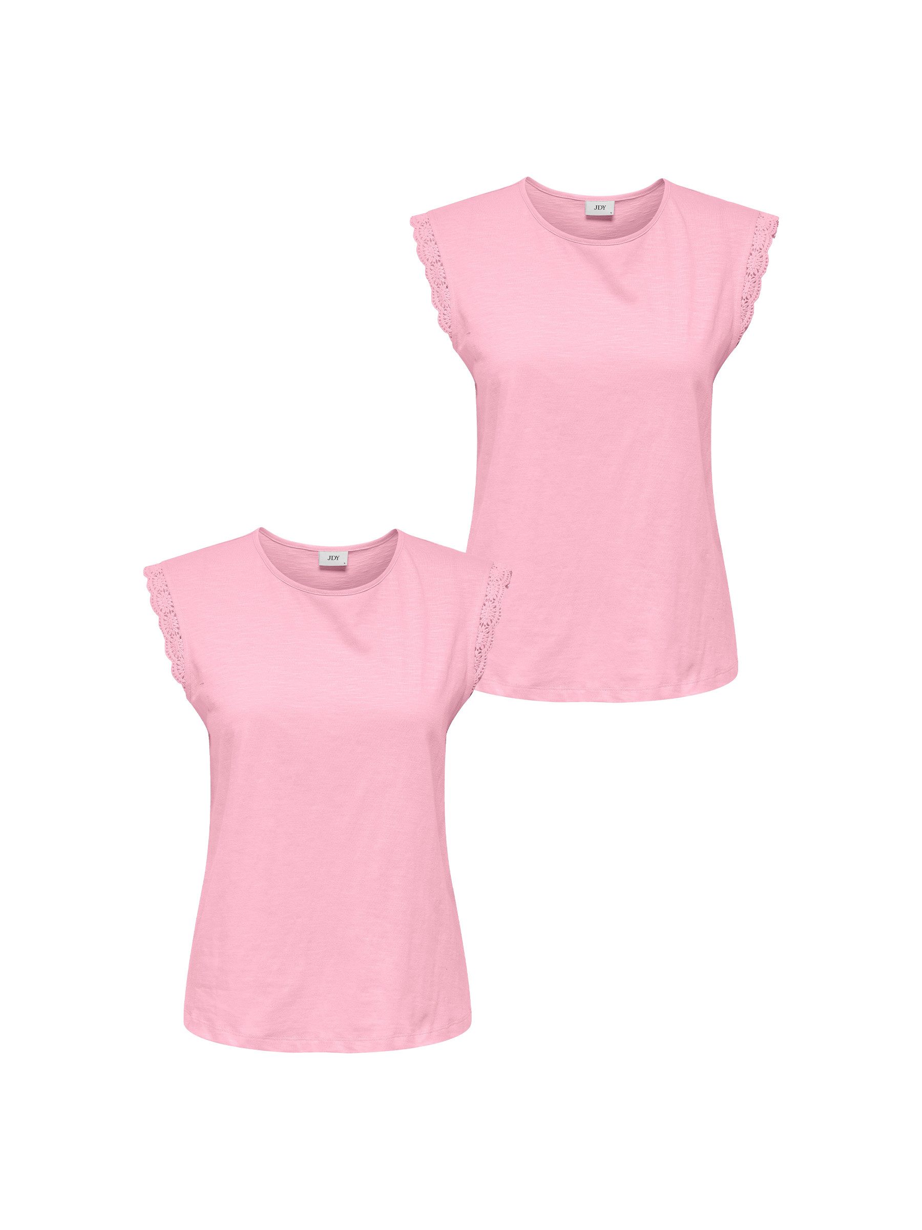 T-Shirt 2-er Stück Set Kurzarm Spitzen Blusen JDYSALVA