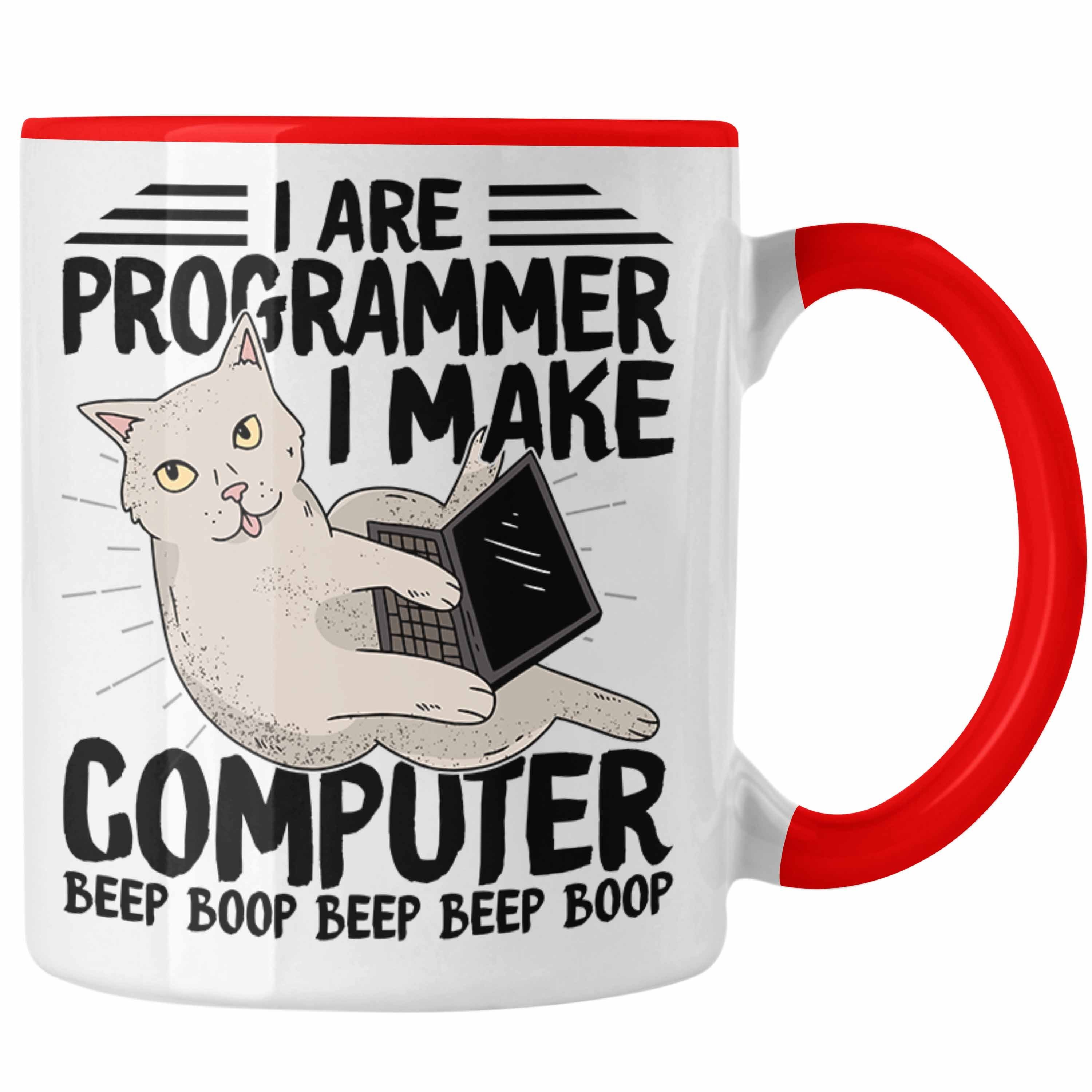 Trendation Tasse Coder Tasse Geschenk für Programmierer Softwareentwickler Nerds Gesch Rot