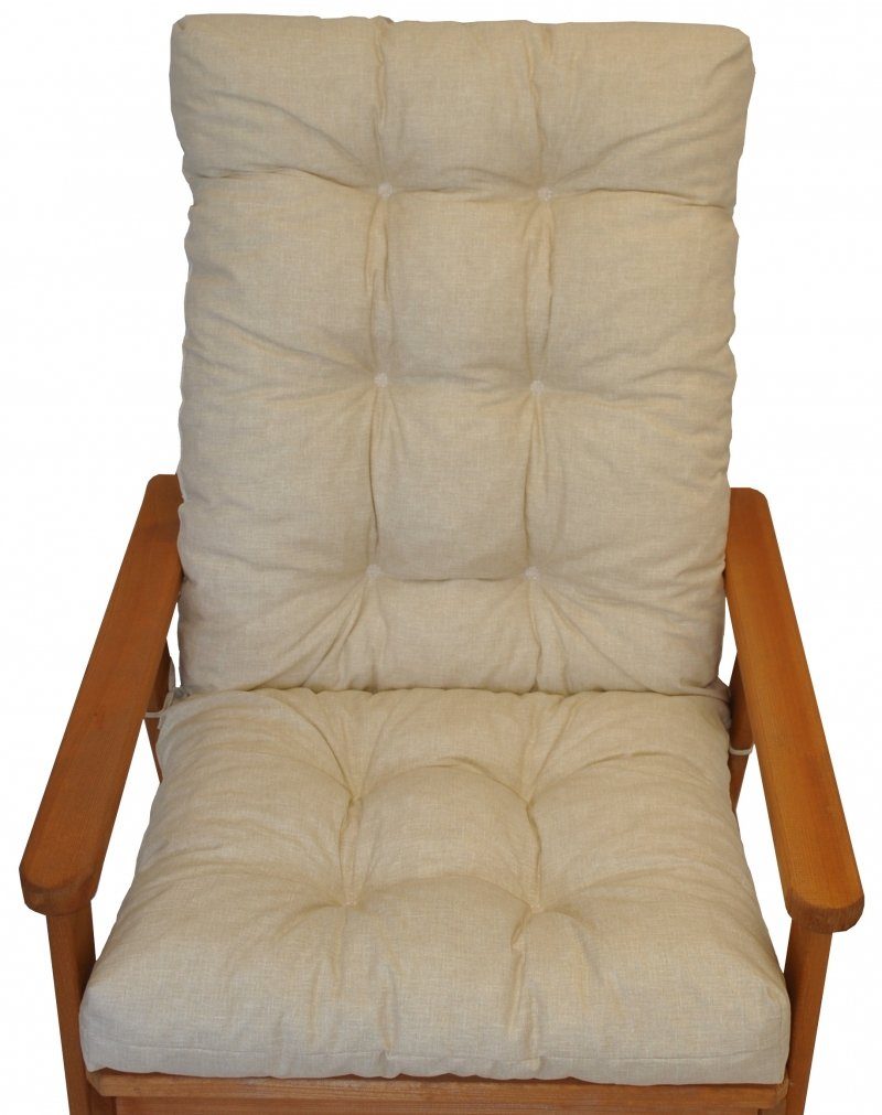 Rattani Hochlehnerauflage Polster für Gartenstuhl Hochlehner Auflage Sylva Gr. 115 x 50 cm beige