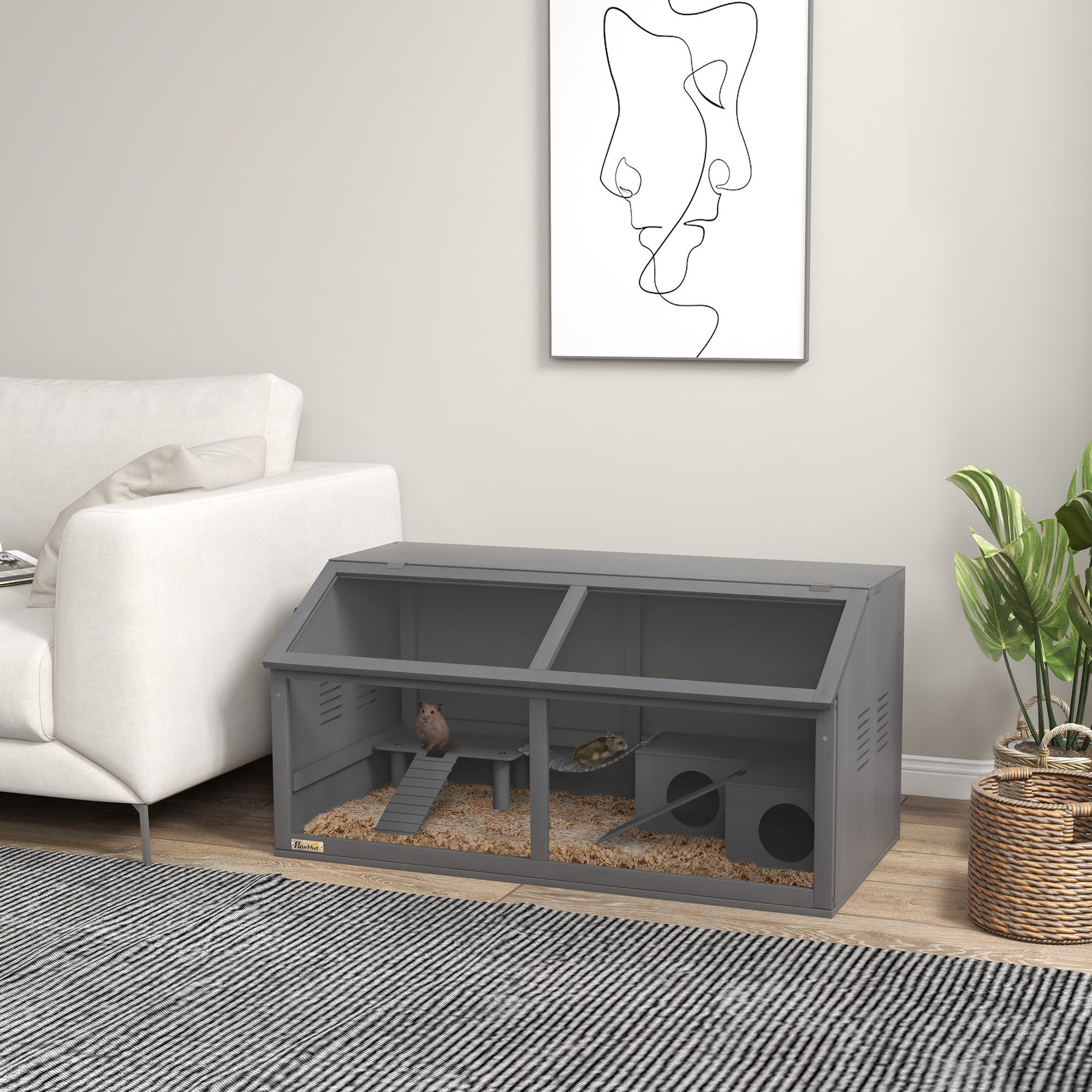 PawHut Kleintierkäfig 100cm Nagerhaus, Kleintierstall, Spielhaus, günstig online kaufen