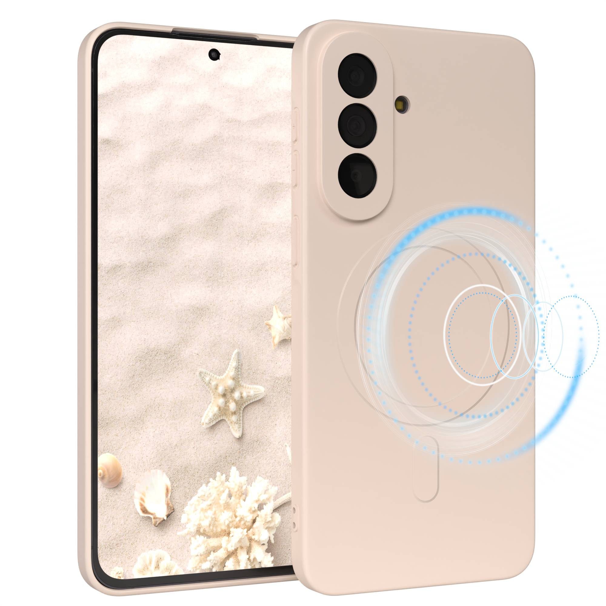 EAZY CASE Handyhülle Samsung Galaxy A57 MagSafe TPU / Silicon Coating Case 6,7 Zoll, Schutzcase mit MagSafe Slimcover Silikonschutzhülle elastisch Taupe