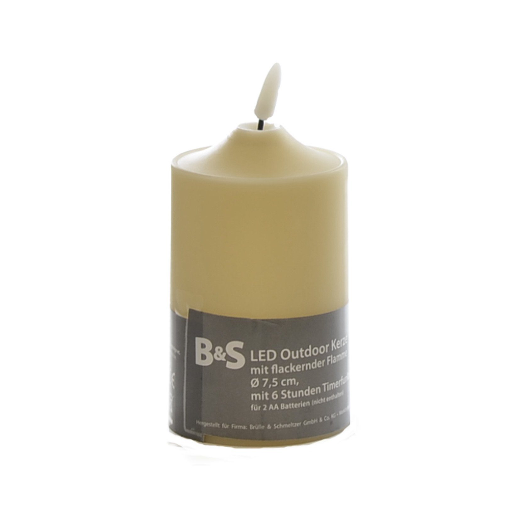 B&S LED-Kerze LED Kunststoffkerze Outdoor creme 12,5 x Ø 7,5 cm