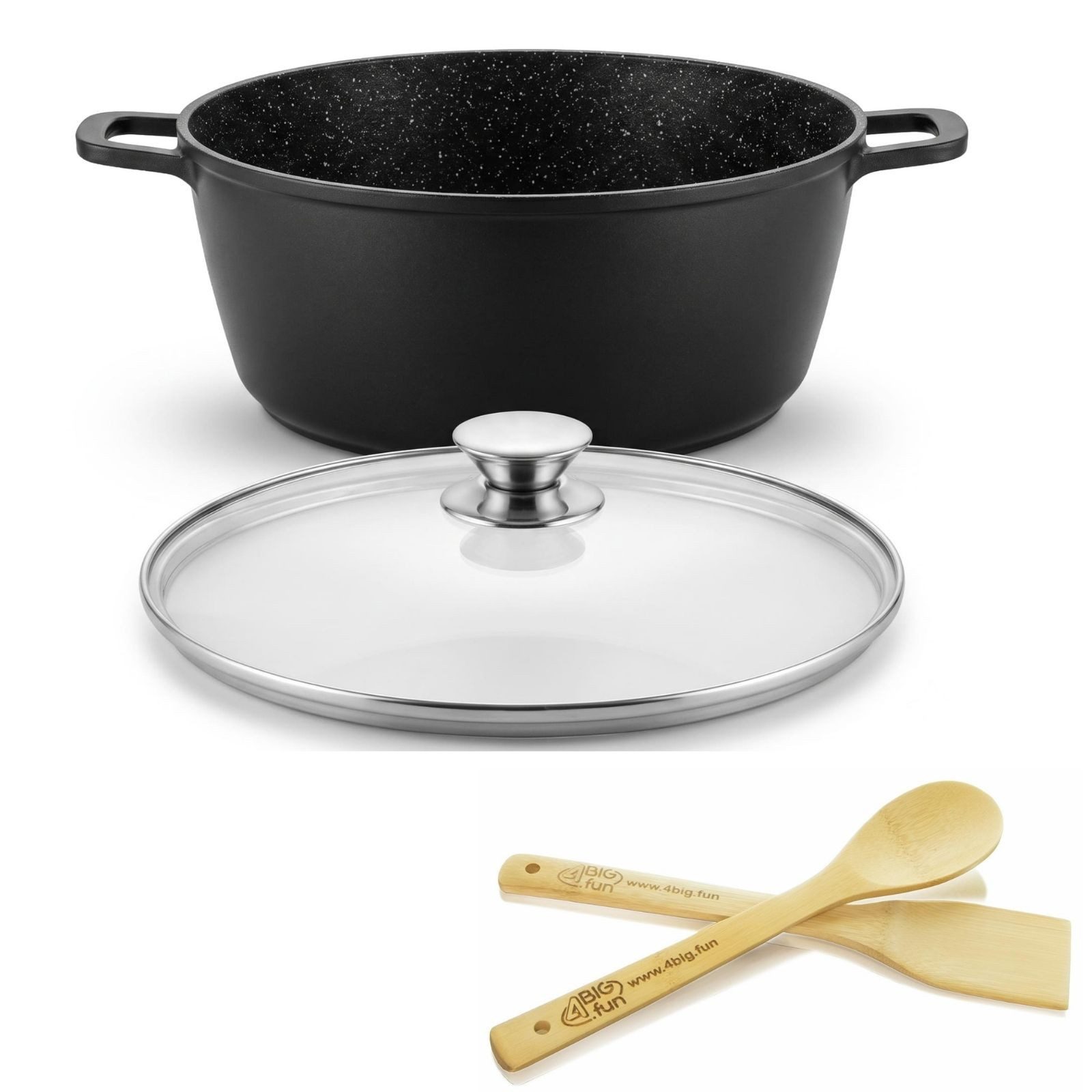 BIG-PAN Kochtopf Kochtopf 19L Ø40 cm Aluguss Zubehör Antihaftbeschichtung Induktion, Aluguss