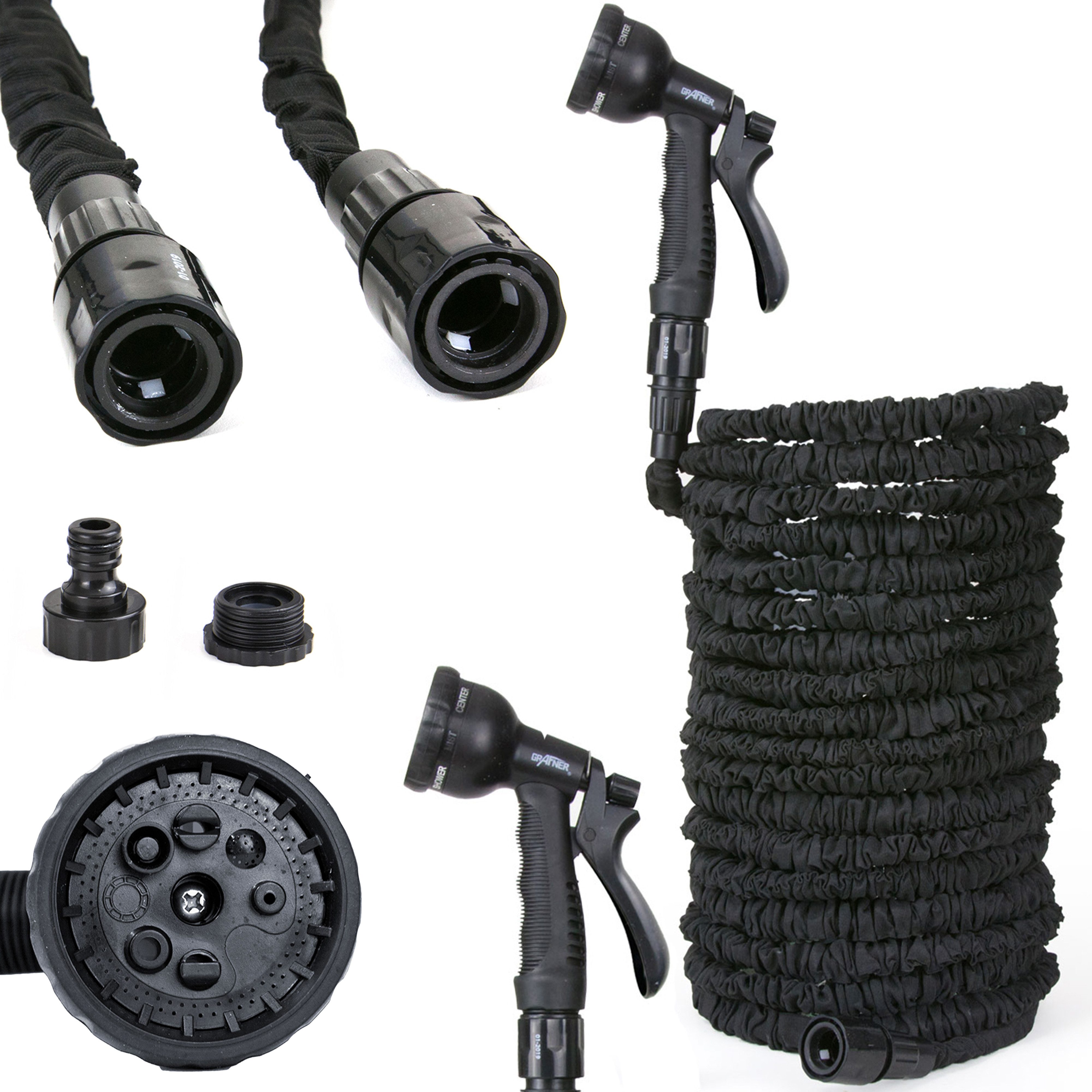Gartenschlauch Gartenschlauch flexibel dehnbar 30 m schwarz inkl Multifunktionsbrause