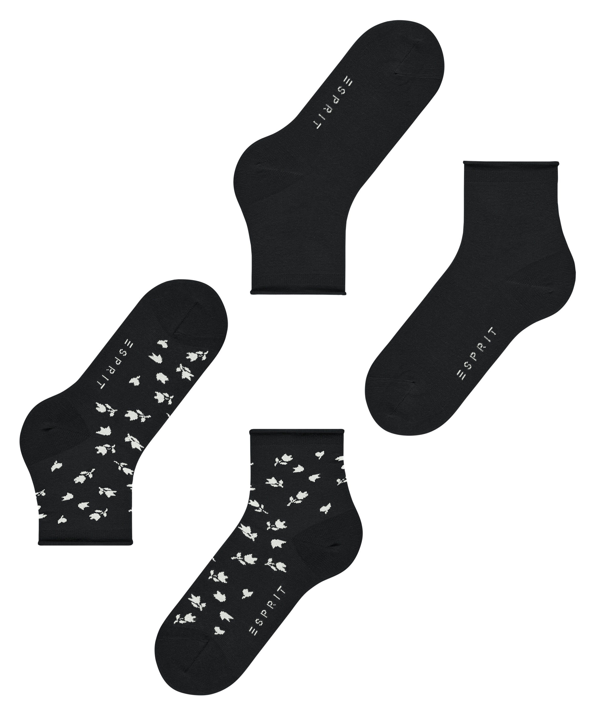 Esprit Kurzsocken Mini Flower 2-Pack Kurzsocken aus Biobaumwolle (2-Paar) aus Biobaumwolle