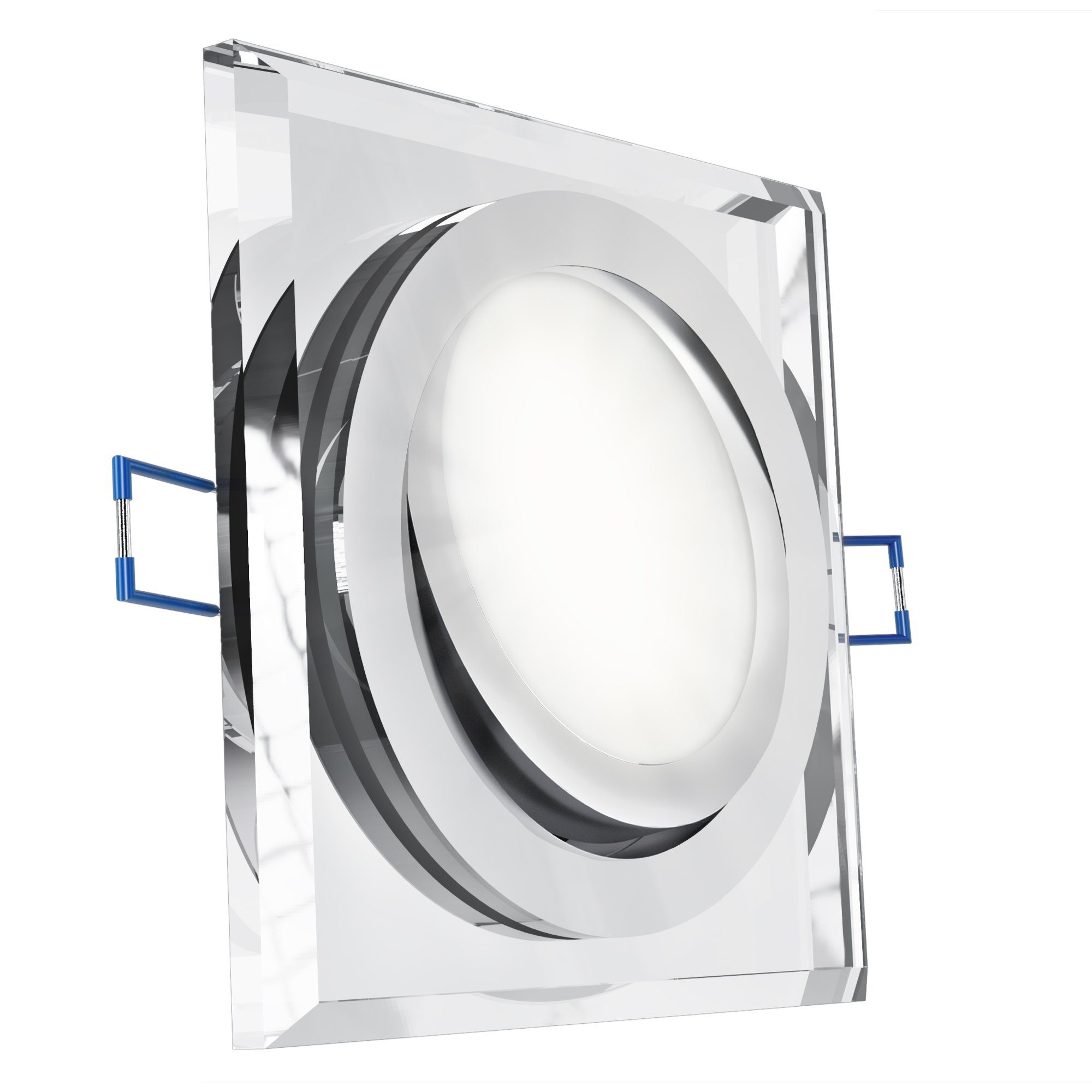 SSC-LUXon LED Einbaustrahler Schwenkbarer Glas LED Einbauspot flach eckig klar LED Modul dimmbar, Neutralweiß | Strahler