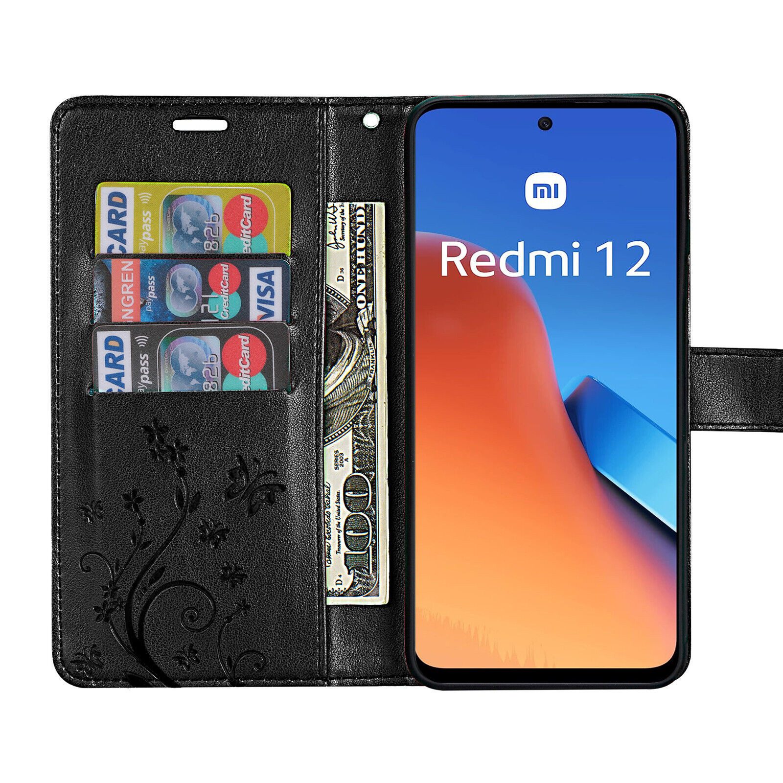 betterfon Handyhülle Handytasche für Xiaomi Redmi 12 Schutzhülle Klapphülle, Bookstyle-Hülle: Magnetverschluss 3 Kartenfächer & Standfunktion