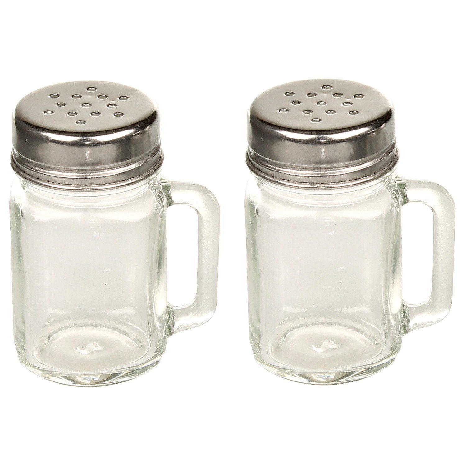 Macosa Home Salzstreuer Gewürzstreuer witzig Glas Edelstahl, (2-tlg), Salz & Pfefferstreuer, 2er Set, kleine eckig Gewürz-Streuer Küche