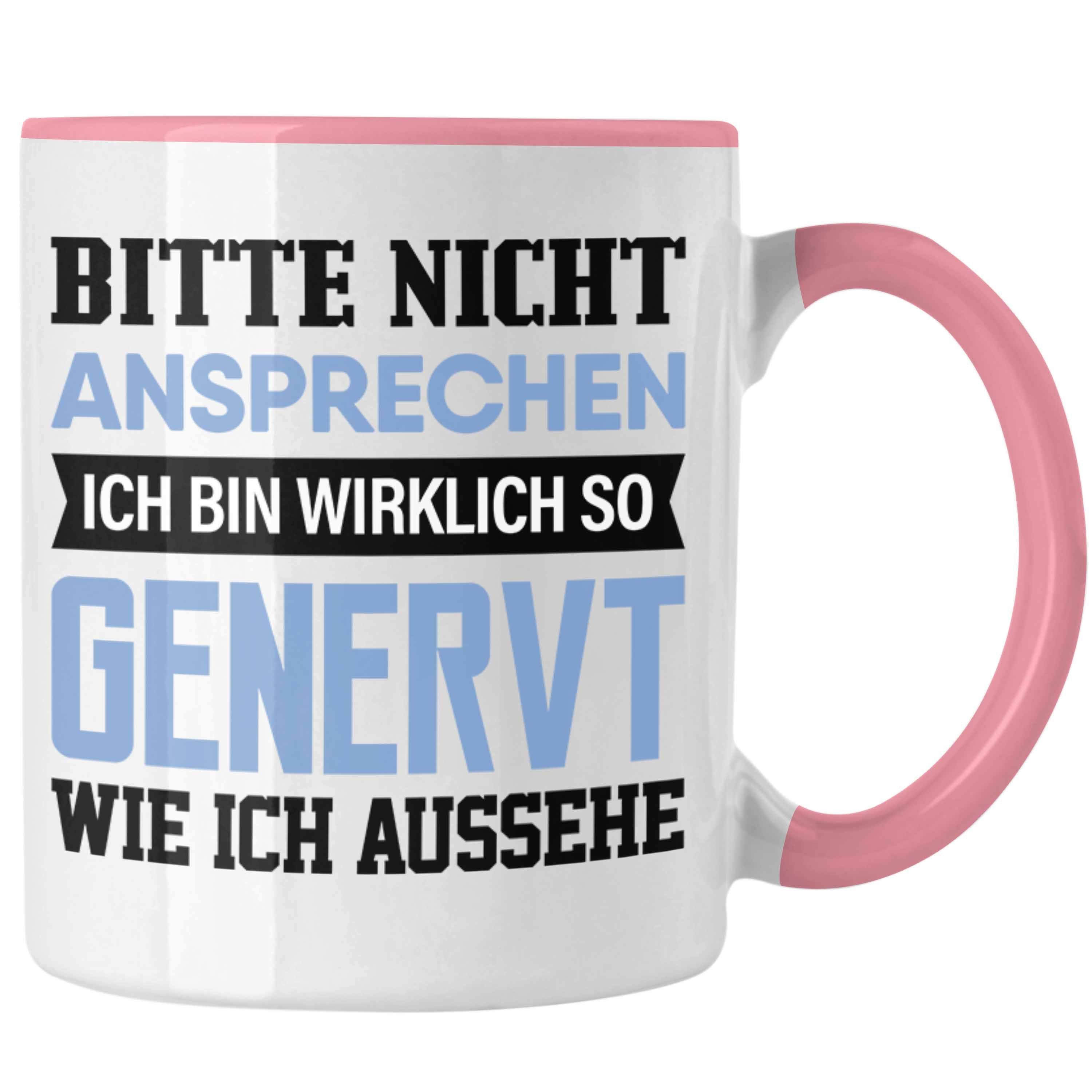 Trendation Tasse Genervt Tasse Geschenk Rosa Arbeitskollege für S Spruch