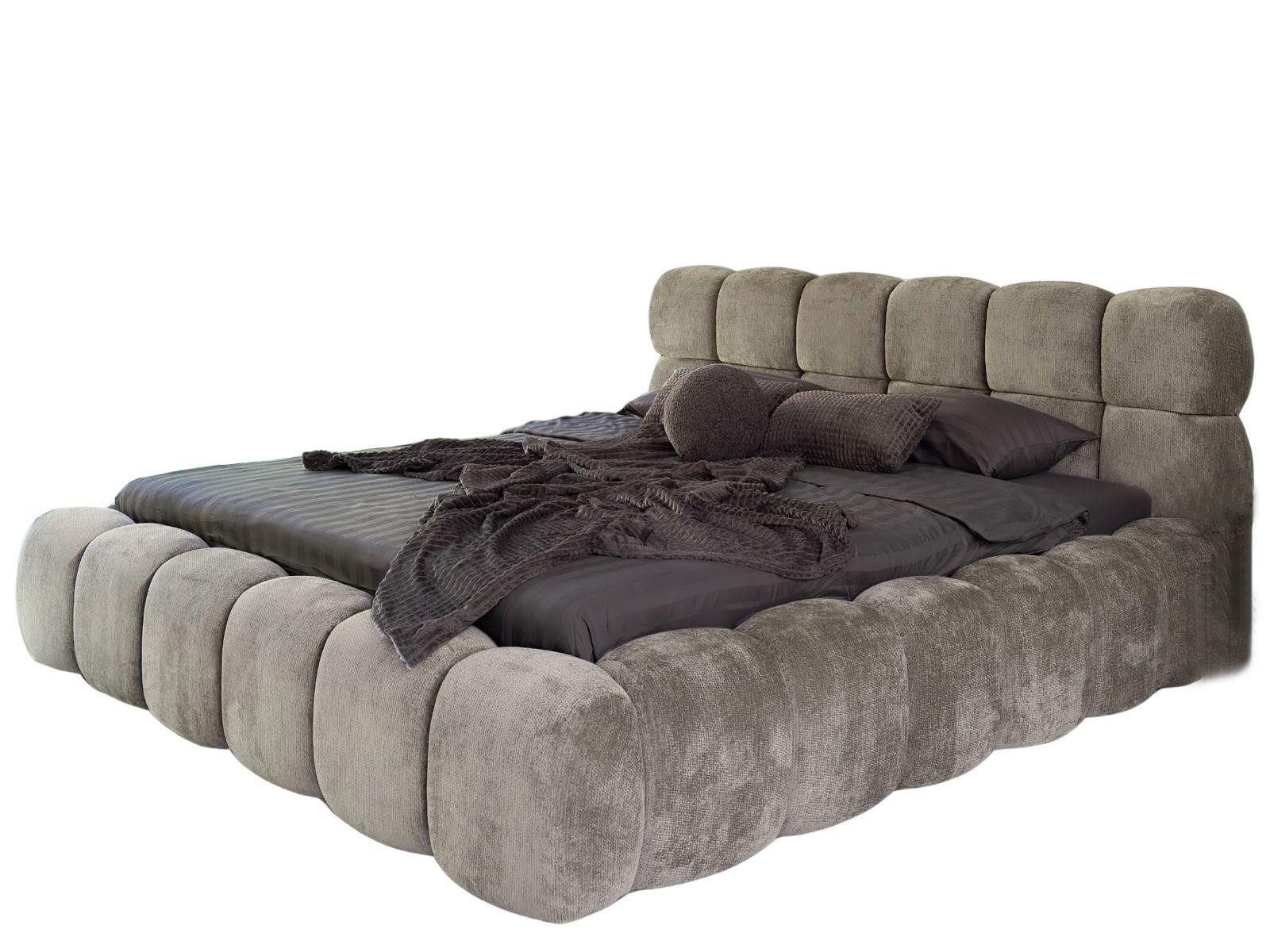 Compleo Polsterbett Cloud Bett, Bett mit gepolstertem Kopfteil ELVA (Chenille-Stoff), Schlafzimmer Bett modern, Doppelbett gepolstert, Wolkenbett