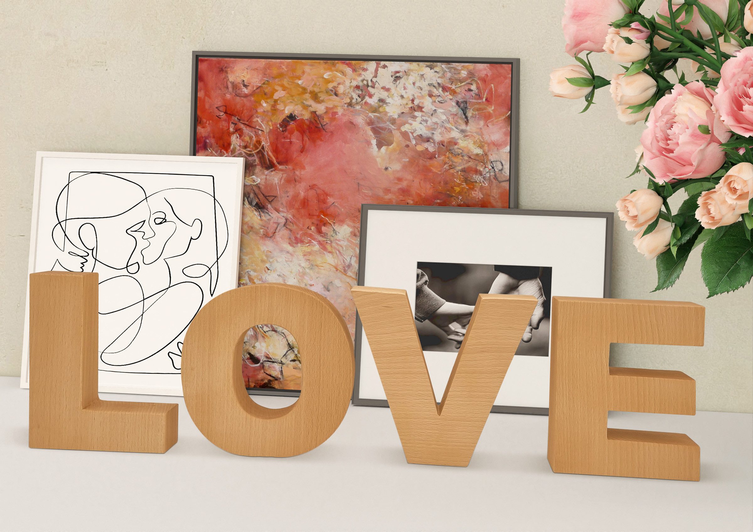 ERST-HOLZ Dekoobjekt Massivholzbuchstaben Buche LOVE Dekoration