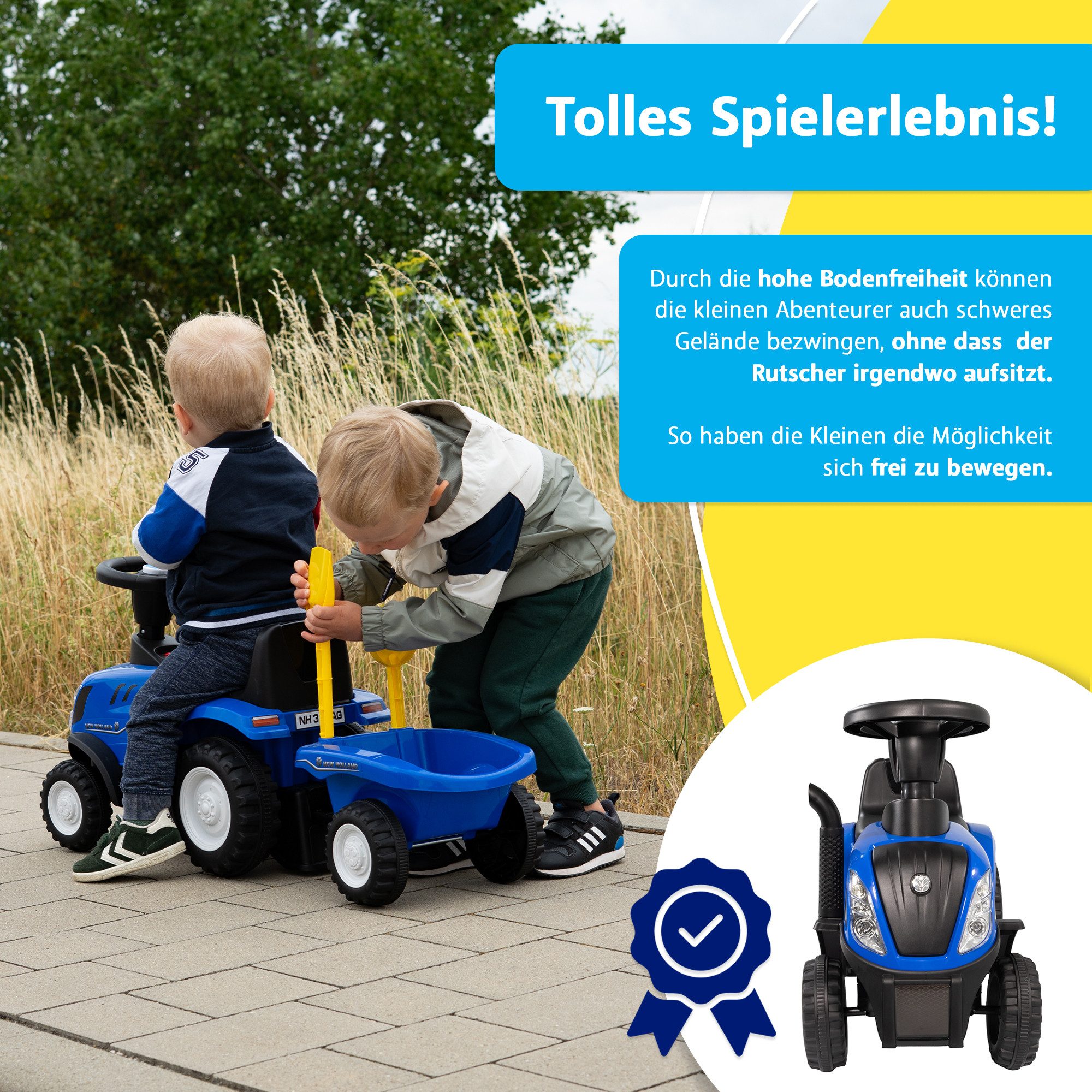 Lemodo Rutscherauto Rutscherauto Traktor mit Anhänger und Zubehör, für Kinder im Alter von 12 - 36 Monaten geeignet – Bild 3 von 5