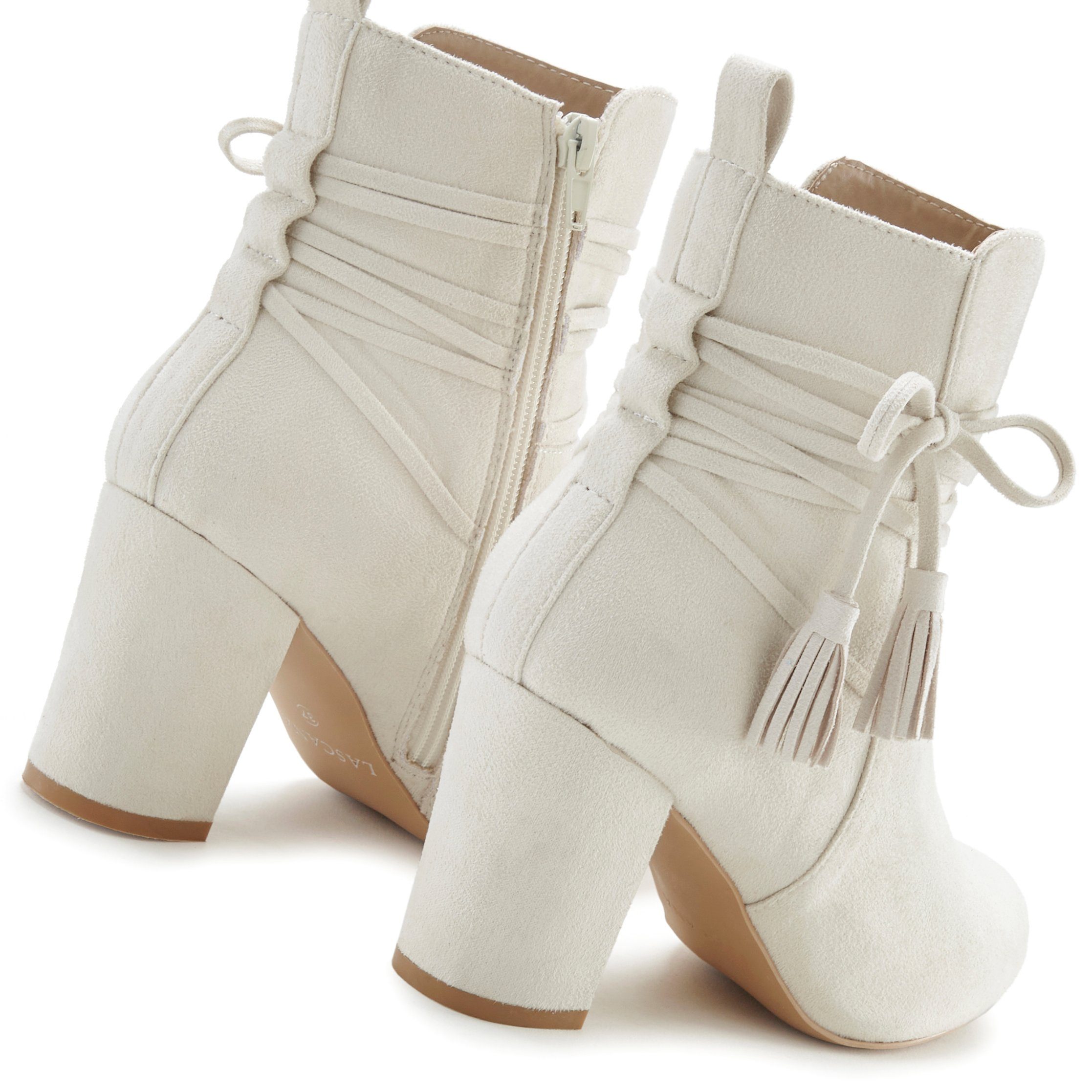 High-Heel-Stiefelette, Stiefelette beige LASCANA Boots, Stiefel Blockabsatz, Ankle mit
