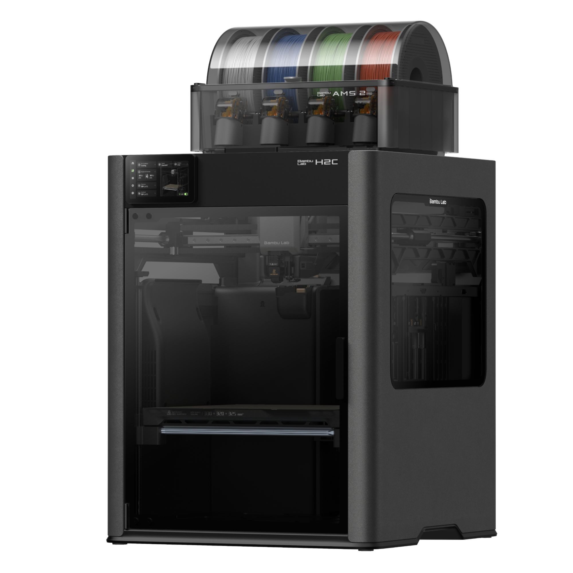 Bambu Lab 3D-Drucker Bambu Lab H2C AMS 2 Pro Combo 3D-Drucker, Geschlossene Bauweise mit aktiver Kammerheizung
