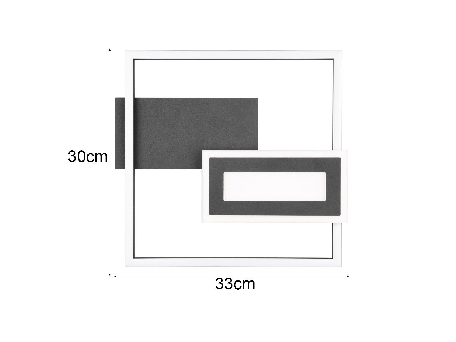 Reality Leuchten LED Deckenleuchte, LED fest integriert, Warmweiß, Wandleuchte ultraflach für Jugendzimmer, Metall Schwarz Breite 33cm