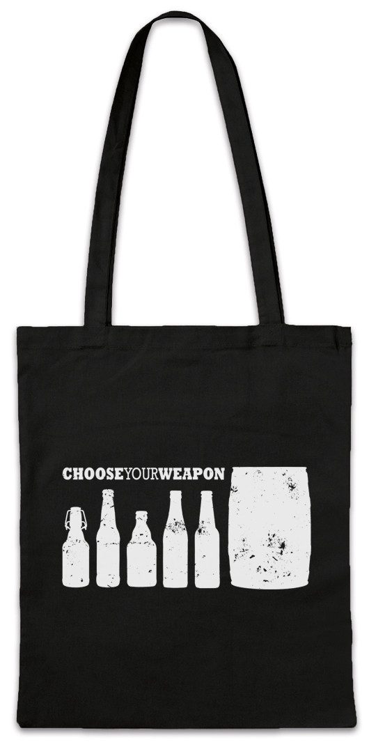 Beuteltasche Choose Your Weapons I Stofftasche Bottle Flaschen Alkohol Bier Wein