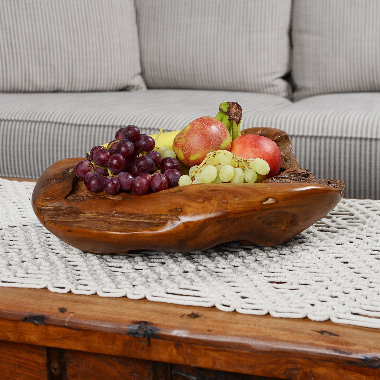 wohnfreuden Dekoschale Holzschale Deko Teak 45 cm lasiert, 1047 günstig online kaufen