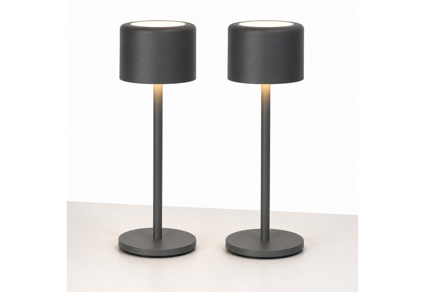 Lichthandel Hoch USB-Tischleuchte Juna LED Akku Outdoor Tischlampe dimmbar 3 Lichtfarben IP54 (Set, 2er Set), bis zu 50 Stunden Leuchtdauer, für Gartentisch, Terrasse oder Balkon.