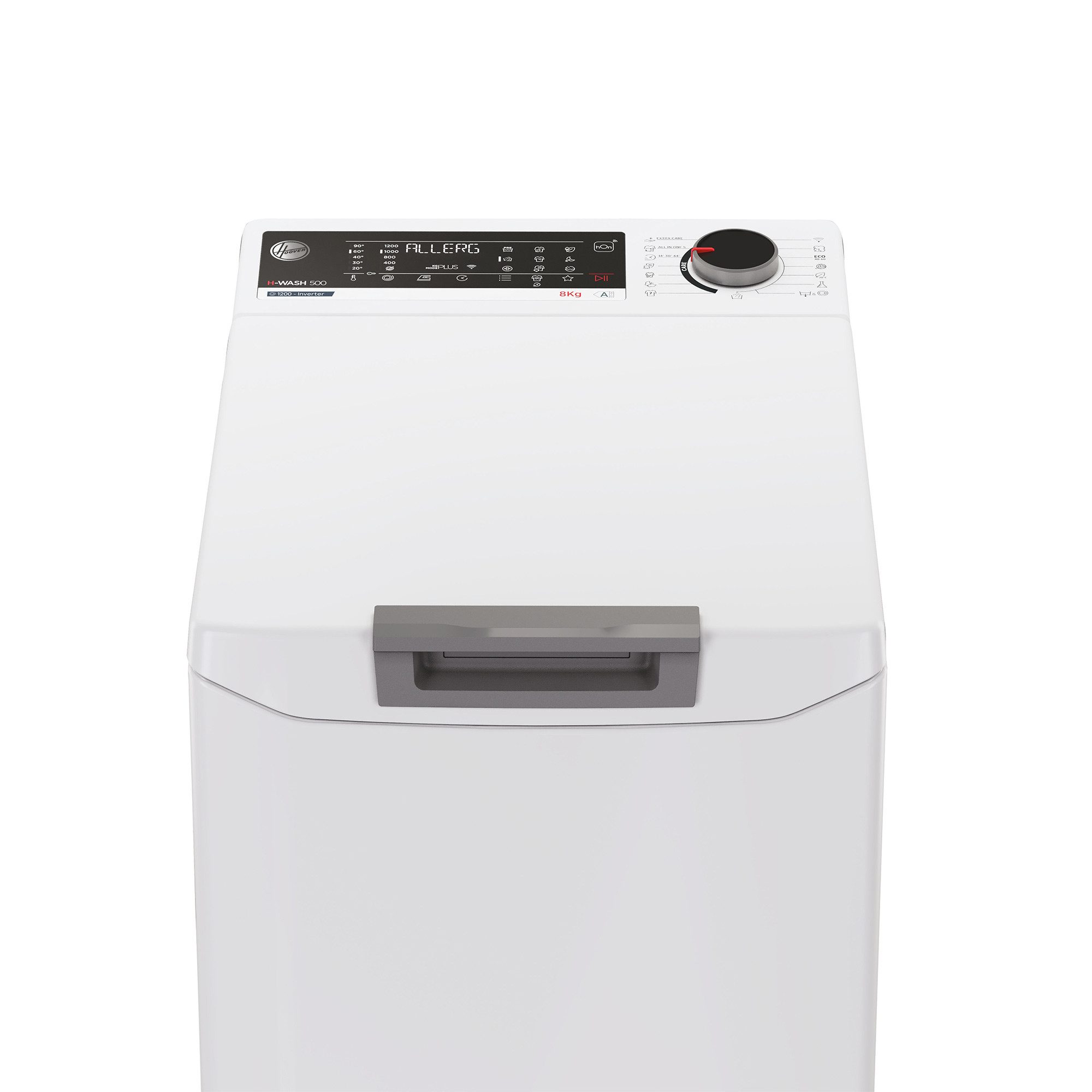 Hoover Waschmaschine Toplader THO286TM5-S, 8 kg, 1200 U/min, Nachlegefunktion, Startzeitvorwahl, All in One, Wi-Fi und Bluetooth