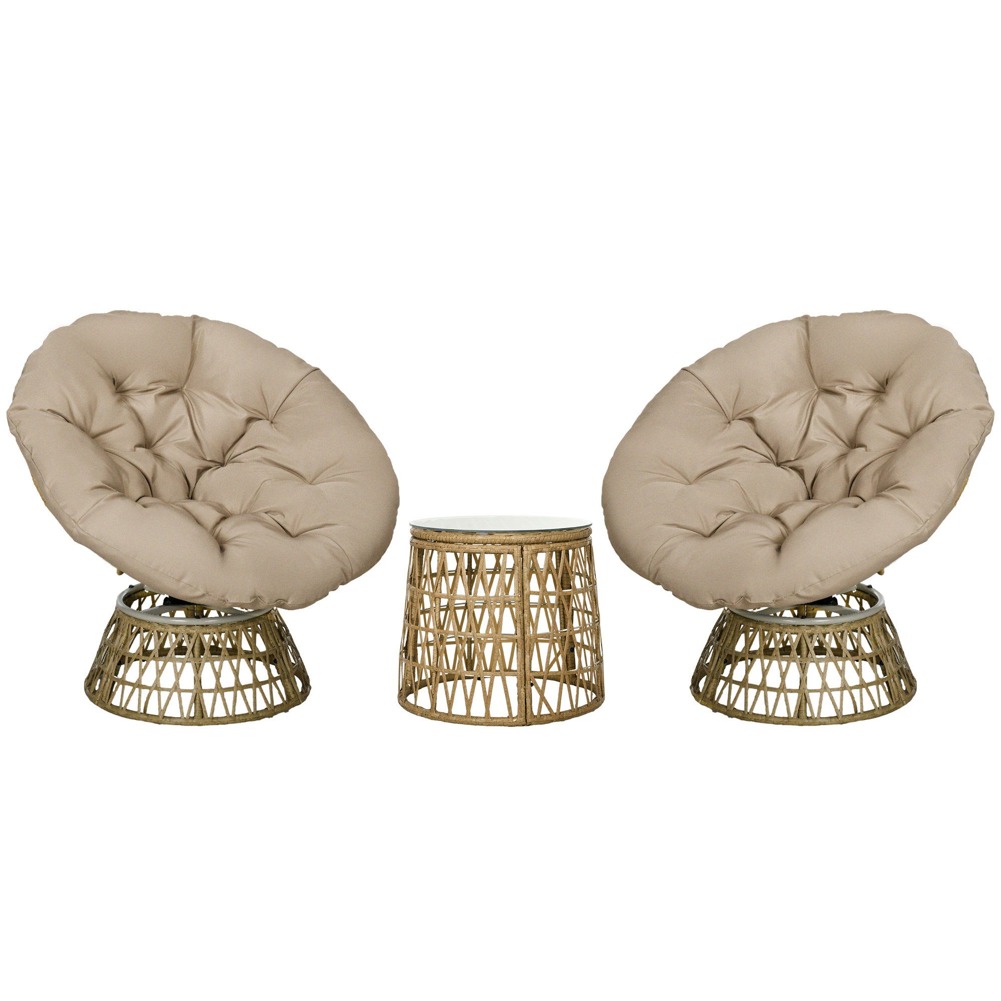 Outsunny Gartenlounge-Set Gartenmöbel-Set 3-tlg., Bistro-Set inkl. günstig online kaufen