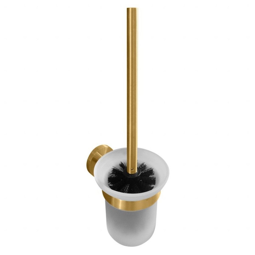 BRILLANTBAD® WC-Garnitur BABLO WC-Garnitur Messing Gold matt Glas Bad & WC >> Bohren / Kleben
