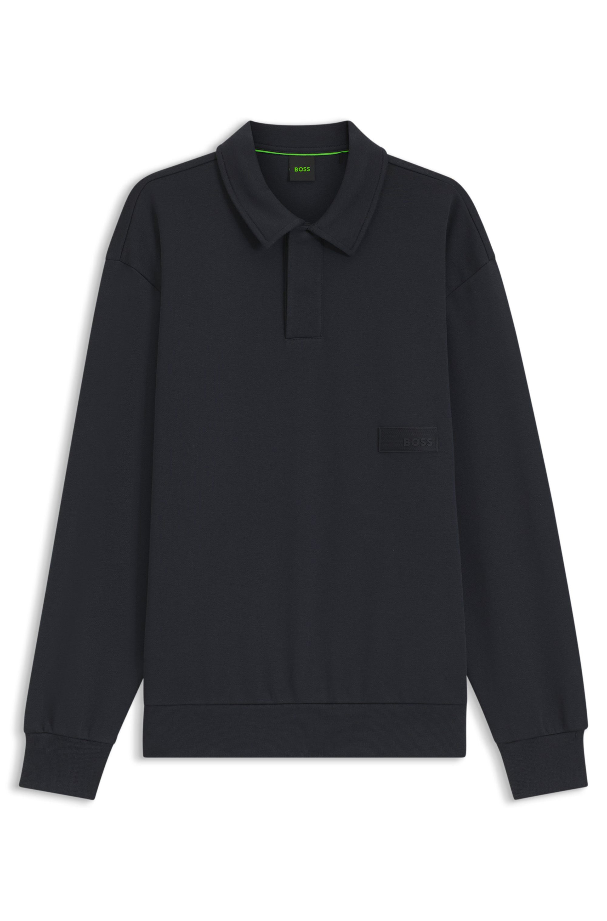 BOSS GREEN Sweatshirt Polokragen und verdeckte Knopfleiste, Relaxed Fit – Bild 5 von 5