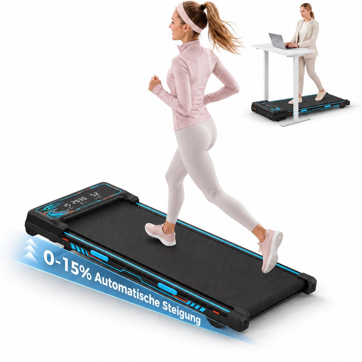 ANYSUN Laufband Walking Laufbänder mit 15% Auto-Steigung,1–8 km/h,Laufband für Zuhause (3,5 PS Laufband klappbar Bluetooth-Lautsprecher & App, LED-Anzeige & Fernbedienung), 150 kg Belastbarkeit, ideal für Walking & Jogging,Laufband für Zuhause