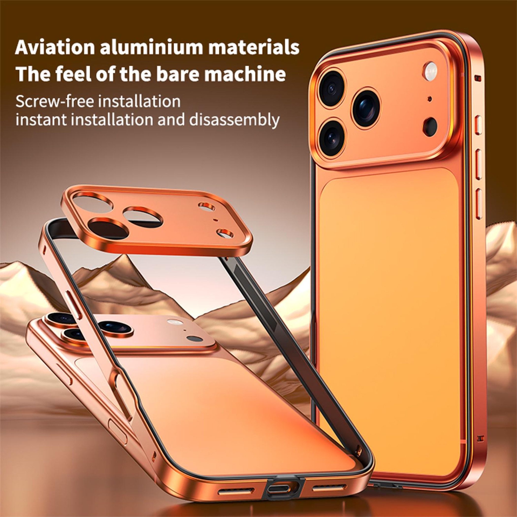 Wigento Handyhülle Bumper + Linsenschutz Alu Metall Rahmen Apple iPhone 18 Pro Schwarz 6,3 Zoll, stoßfest, präzise Aussparungen – Bild 4 von 5