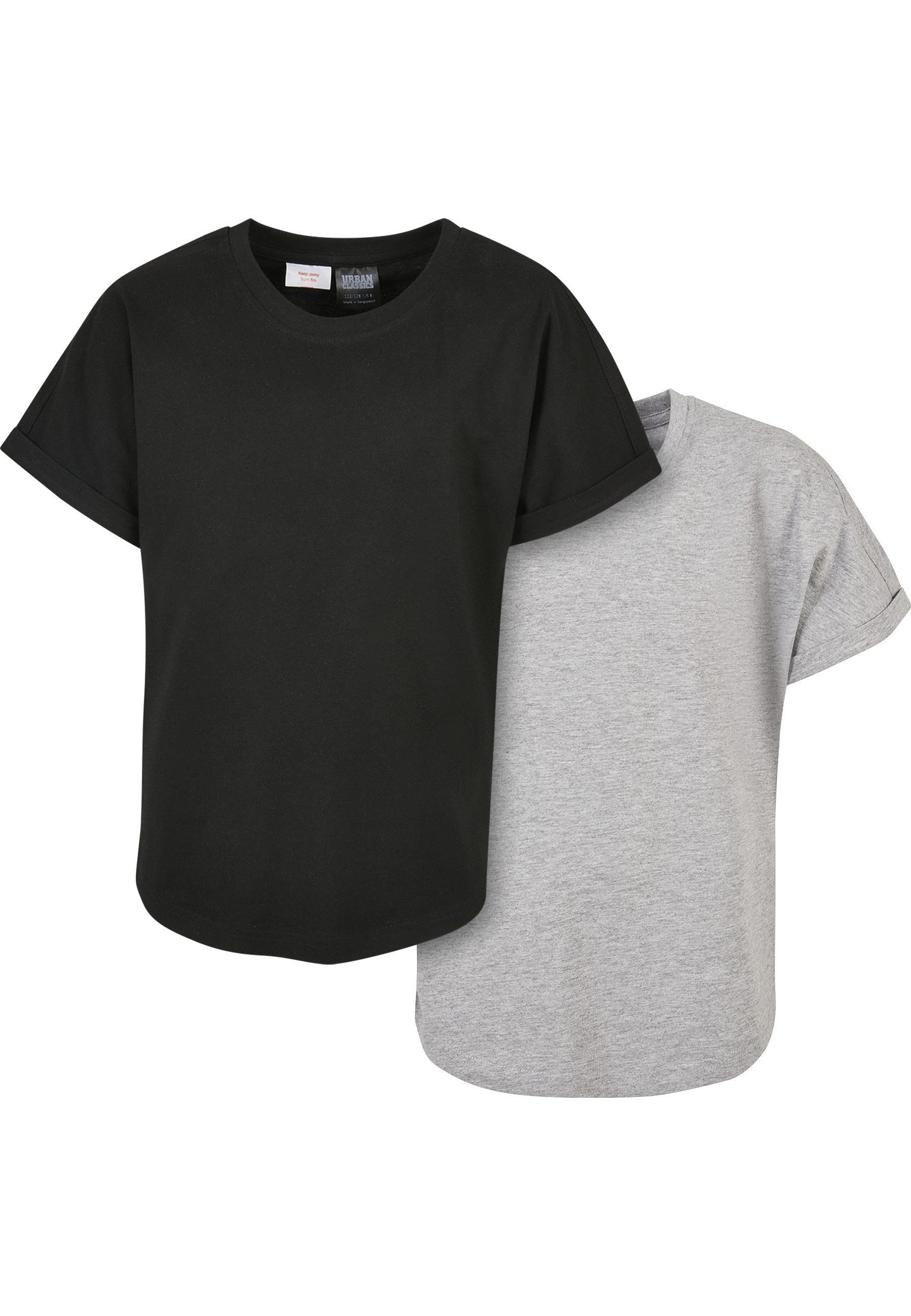 URBAN CLASSICS Kurzarmshirt Urban Classics Herren Boys Long Shaped Turnup Tee 2-Pack (1-tlg)