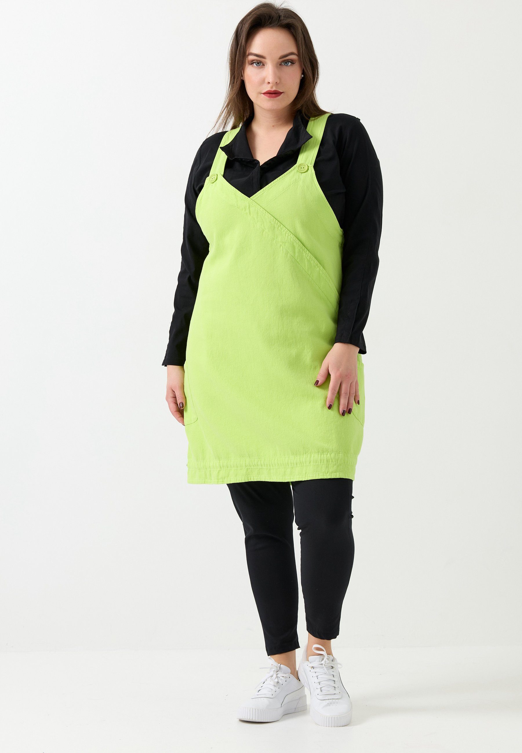 Kekoo Latzkleid A-Linie Kleid aus reiner Baumwolle 'Verde'