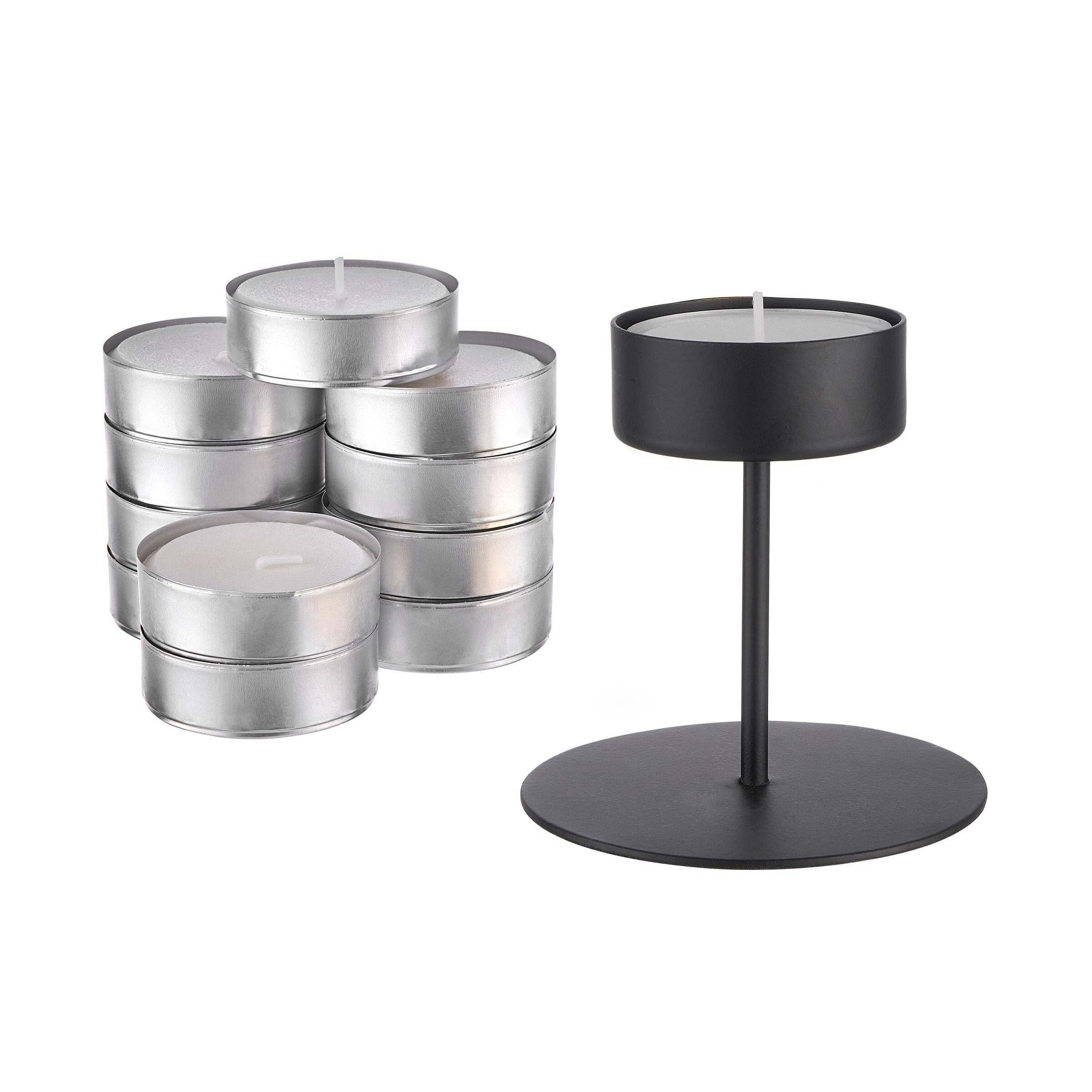 BUTLERS Kerzenhalter HIGHLIGHT Schwarz Kerzenhalter & Maxi Teelicht-Set