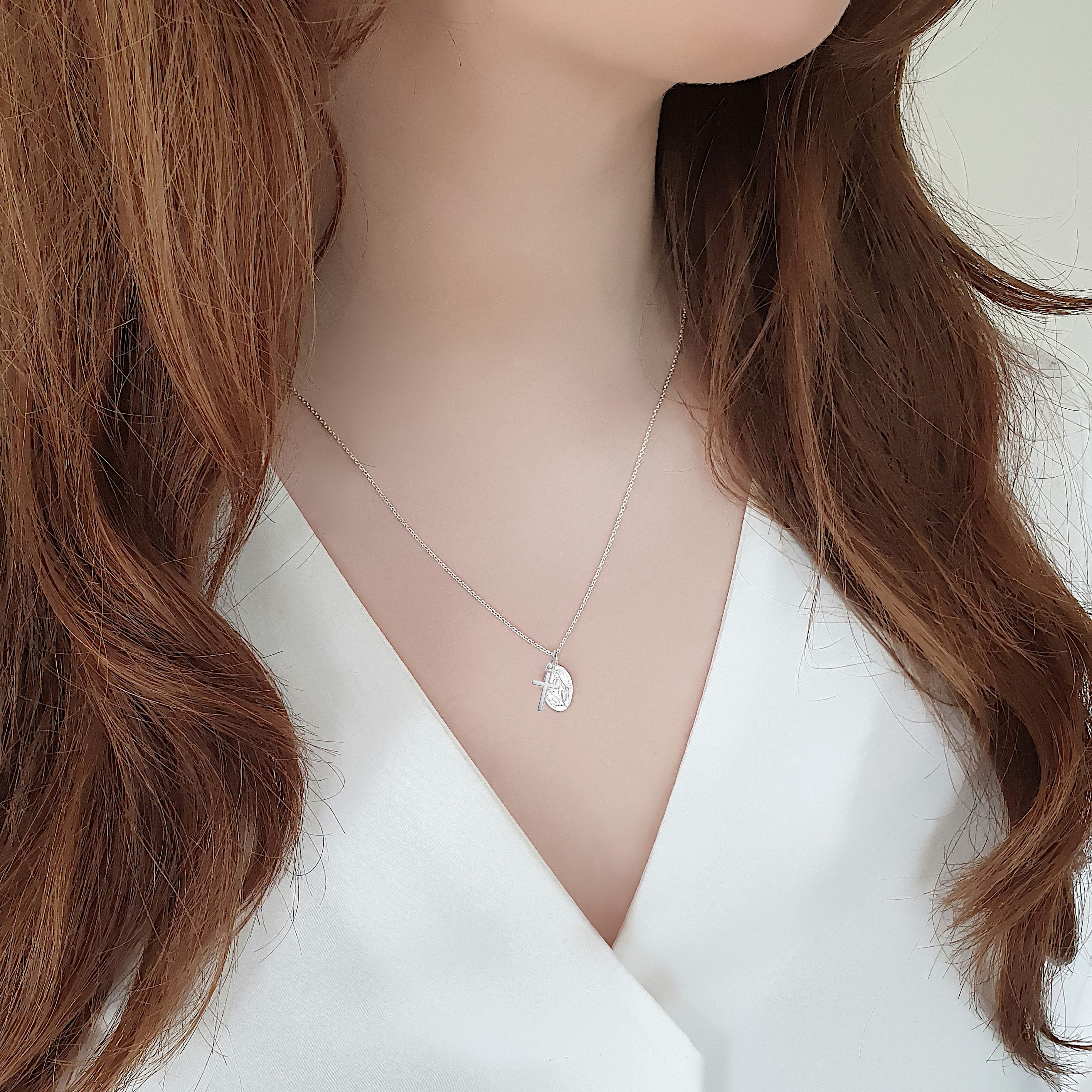 SCHOSCHON Kette mit Anhänger Kreuz Wundertätige Medaille Jungfrau Maria Ket günstig online kaufen