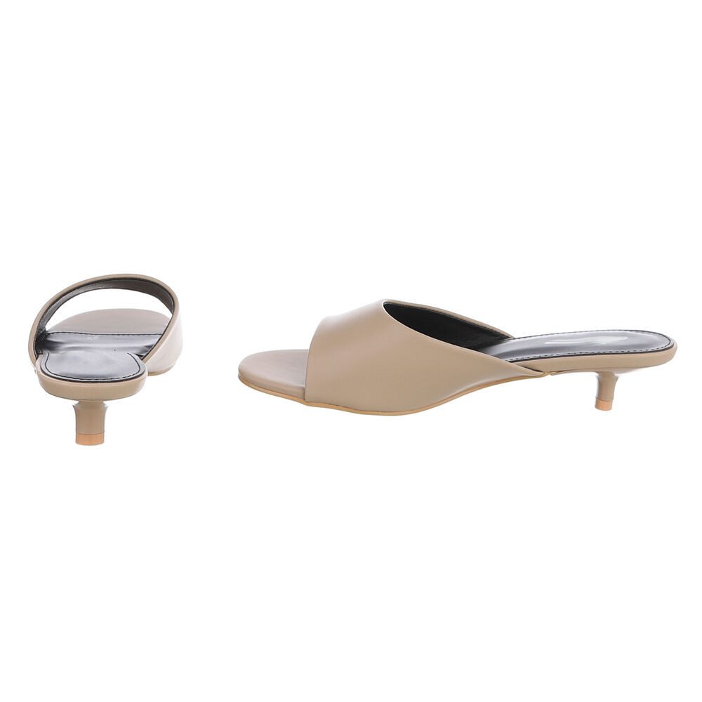 Ital-Design Damen Mules mit Blockabsatz und offener Spitze Pantolette (91849328) Pfennig-/Stilettoabsatz Pantoletten in Hellbraun – Bild 5 von 5