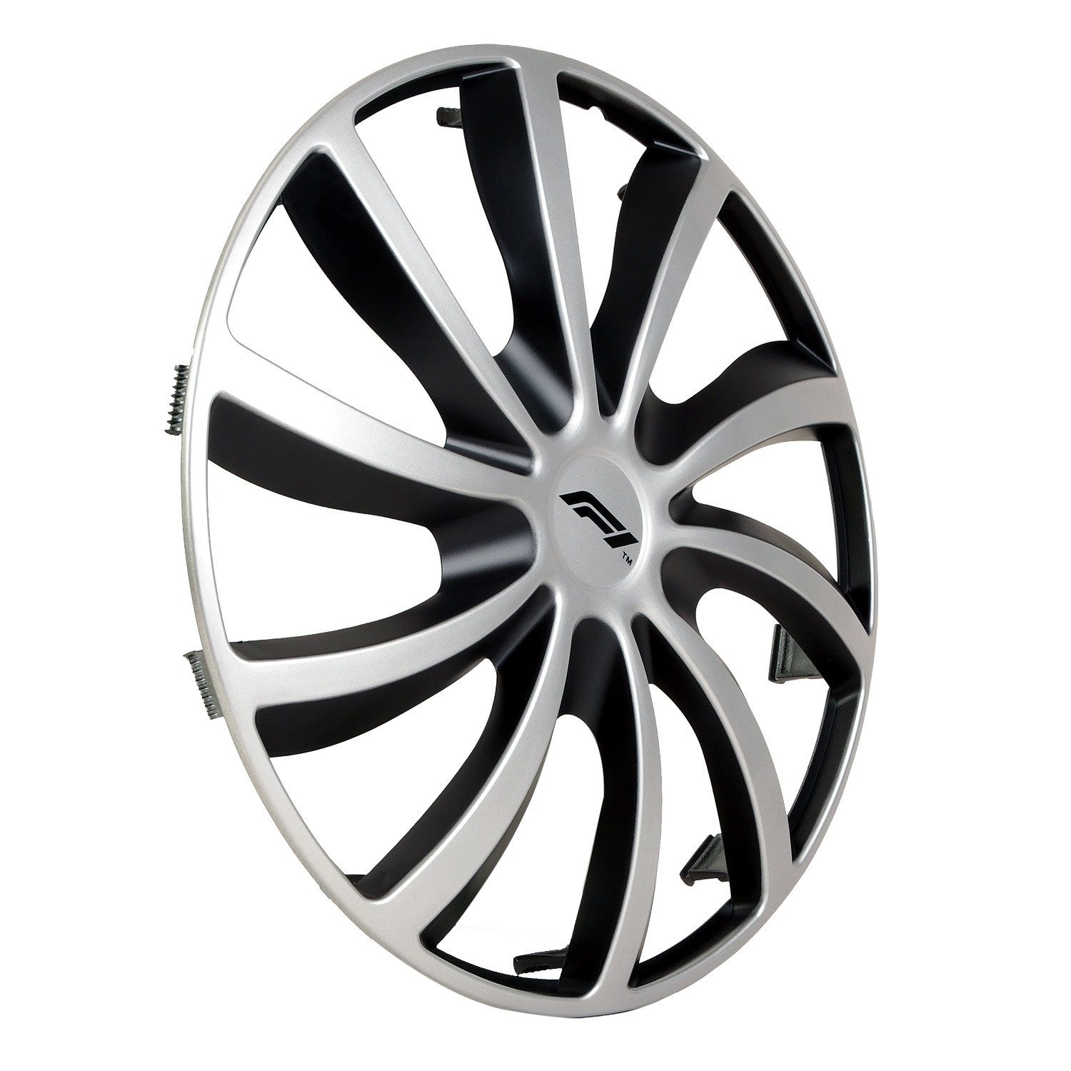 Formula 1 Wheel Trim Set 16 inch WC161 Silver/Black, 16 in inch, (Set, 4-pcs) Design 4x Wheel Trim Covers Two-tone Universal R16 16"