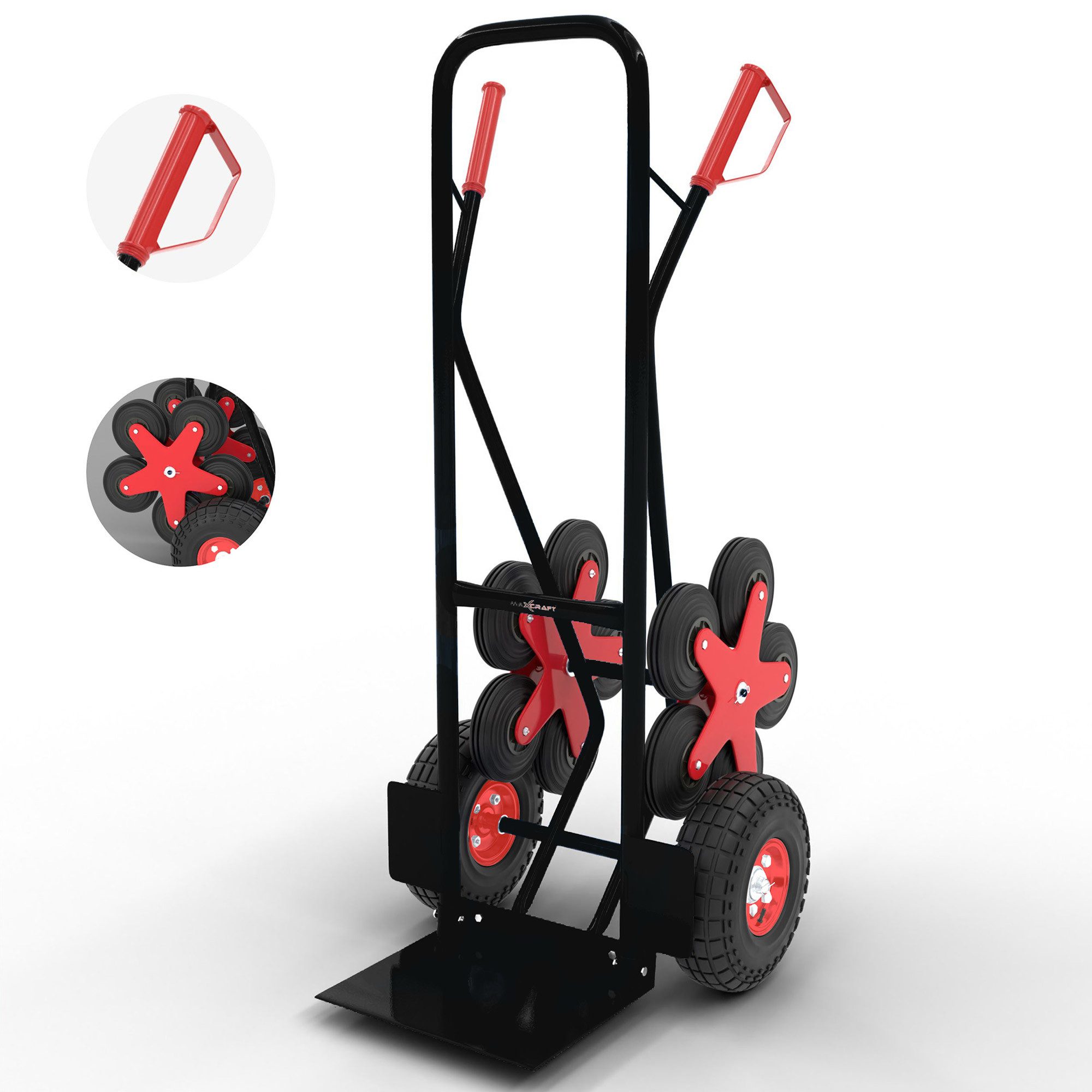 MAXCRAFT Sackkarre Treppenkarre bis 200 kg - 12 Räder in Schwarz