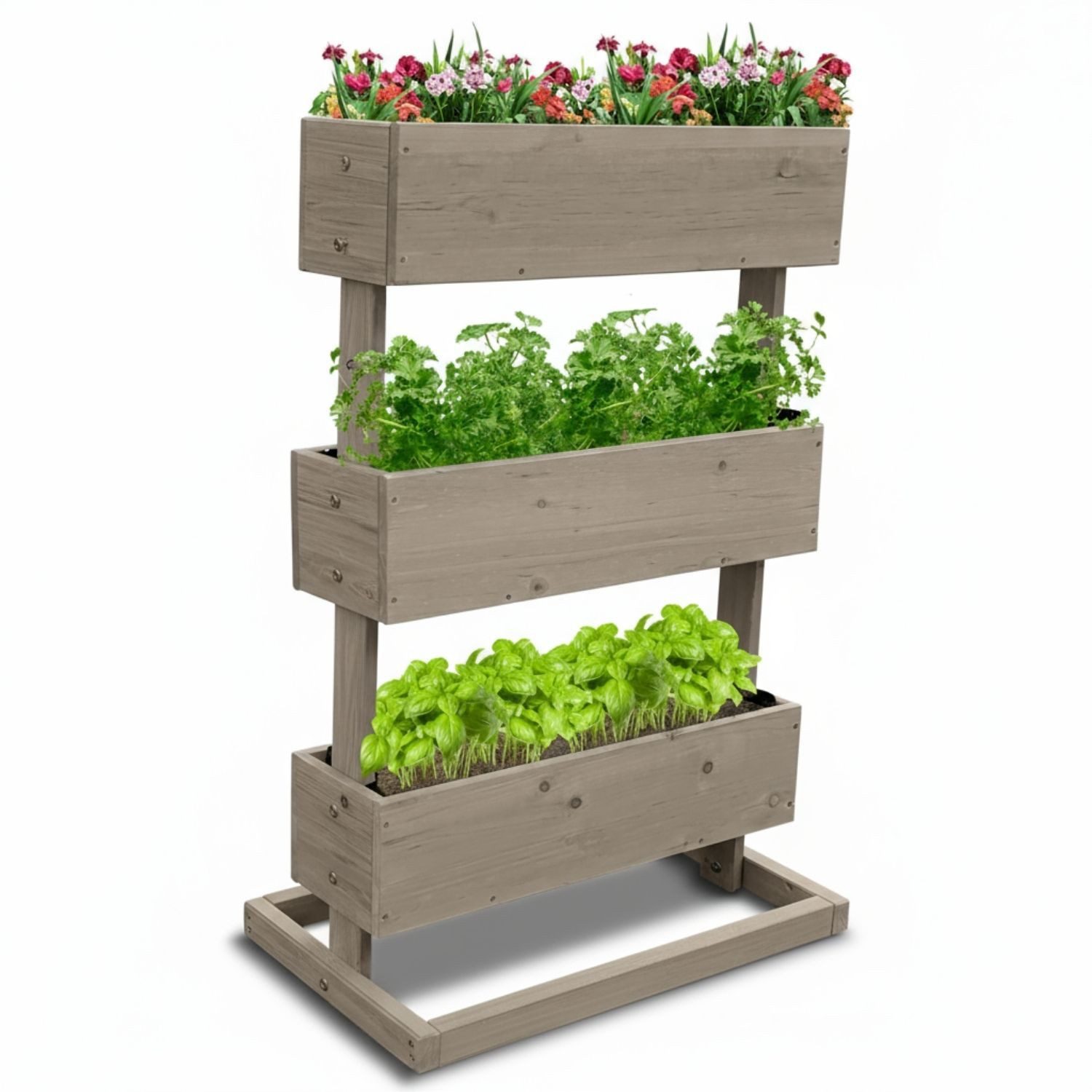 Coemo Hochbeet (1 St), Vertikalbeet aus Holz mit 3 Pflanzkästen Blumenkasten Frühbeet