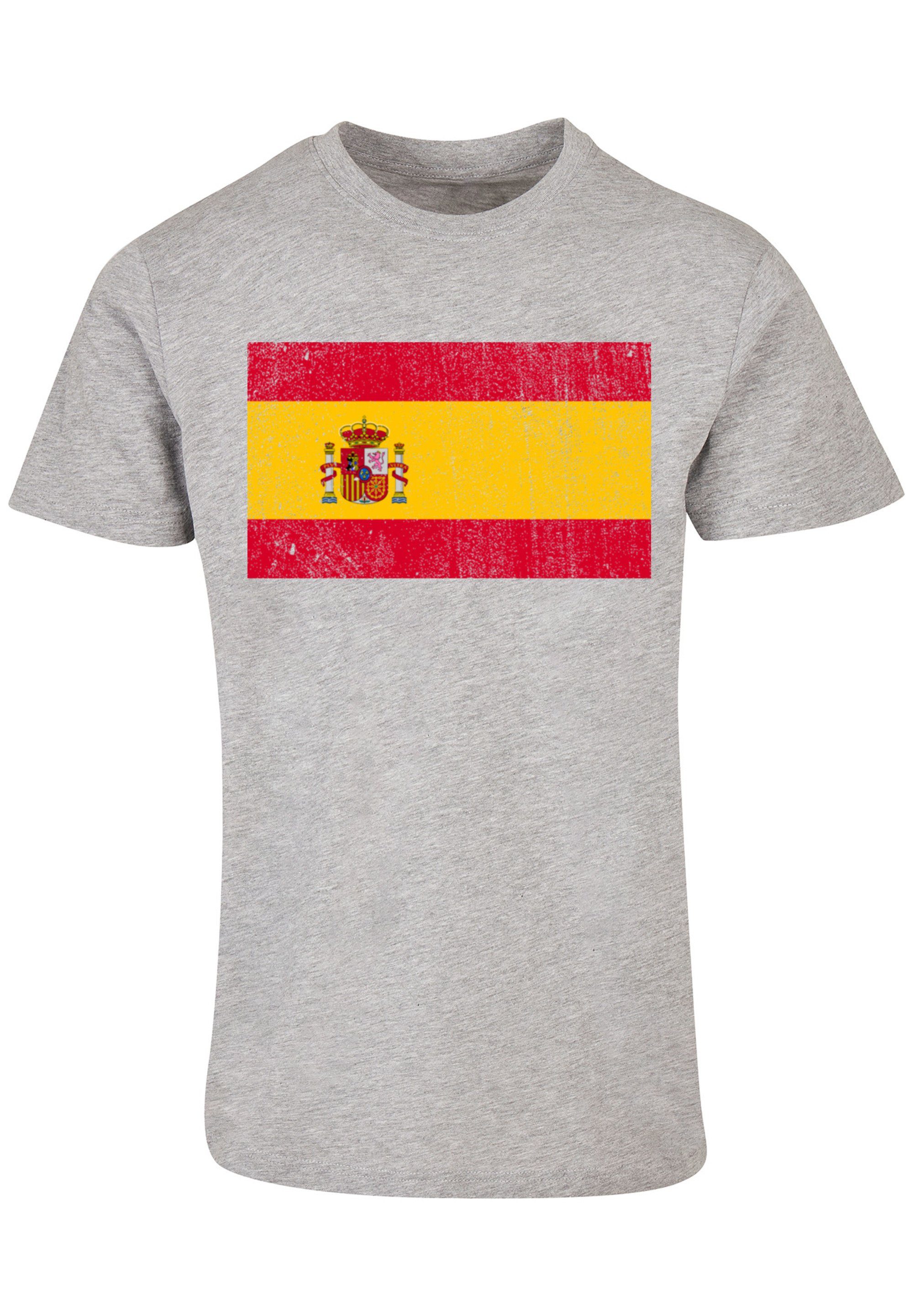 F4NT4STIC Spanien Flagge heather distressed Spain grey Print T-Shirt