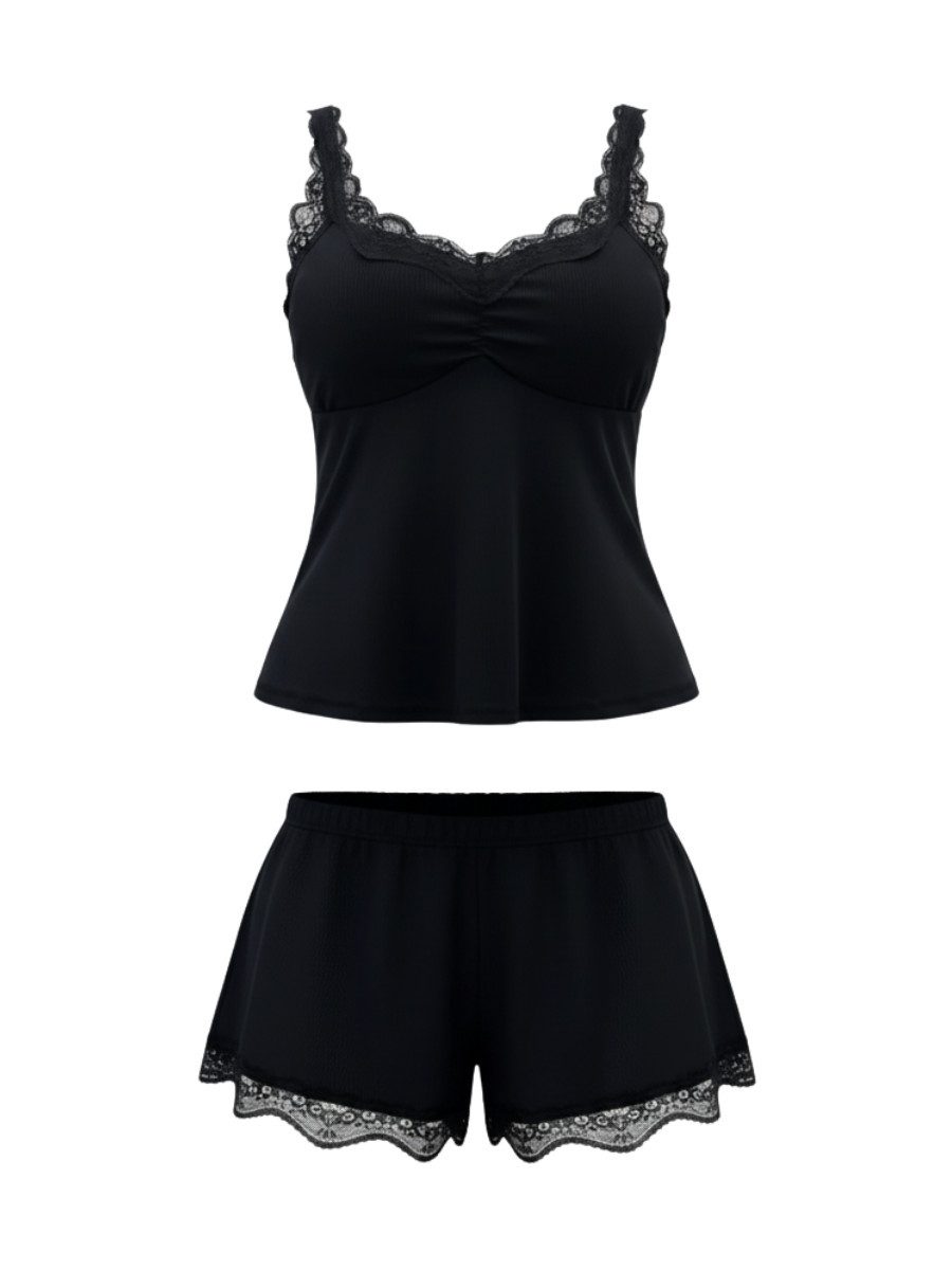 Elegant Love Shorty Nachtwäsche-Set – Sexy Damen-Homewear mit Spitzenträger günstig online kaufen