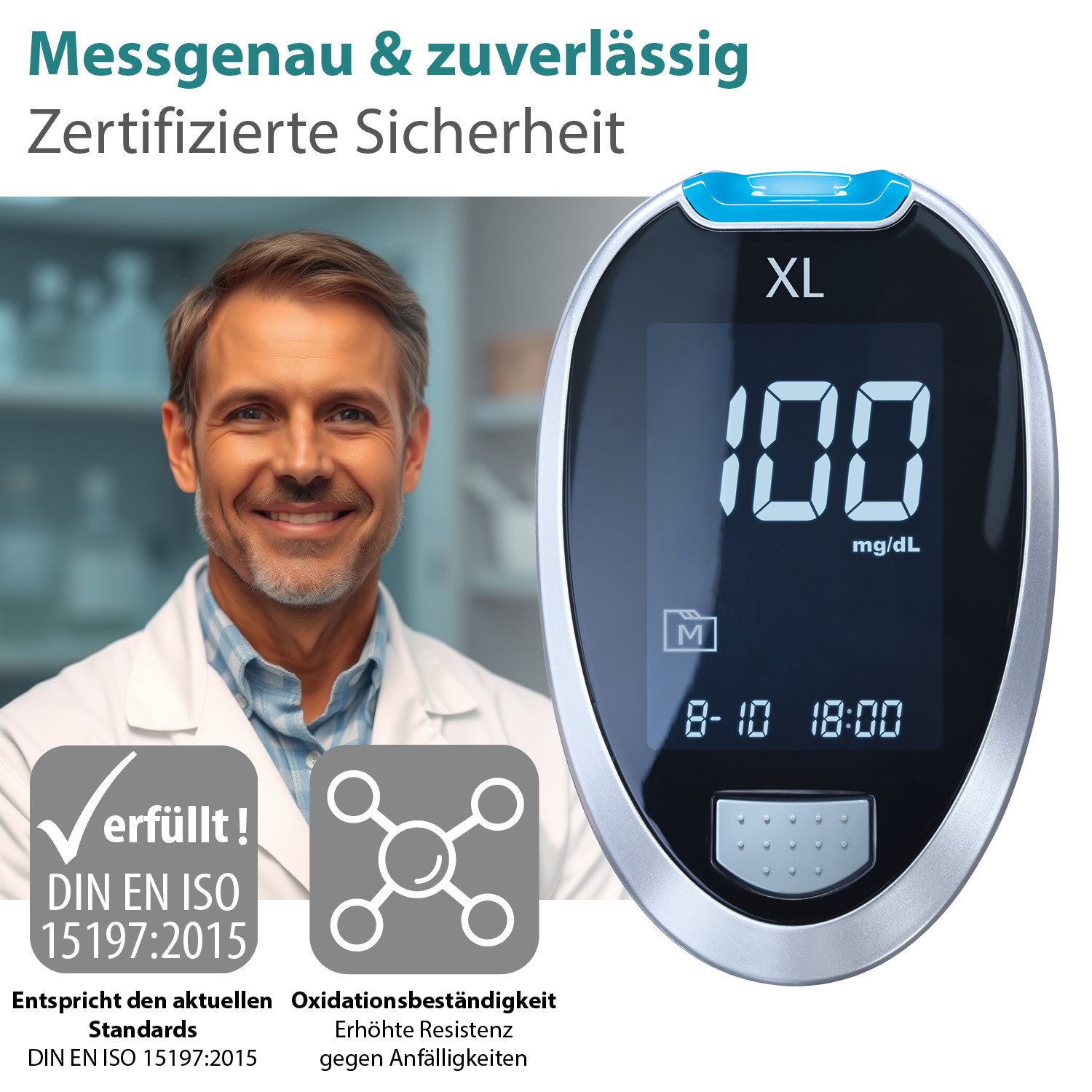 GlucoCheck Blutzucker-Teststreifen GlucoCheck XL Blutzuckerteststreifen, 100 Stück, 100-tlg. – Bild 4 von 4