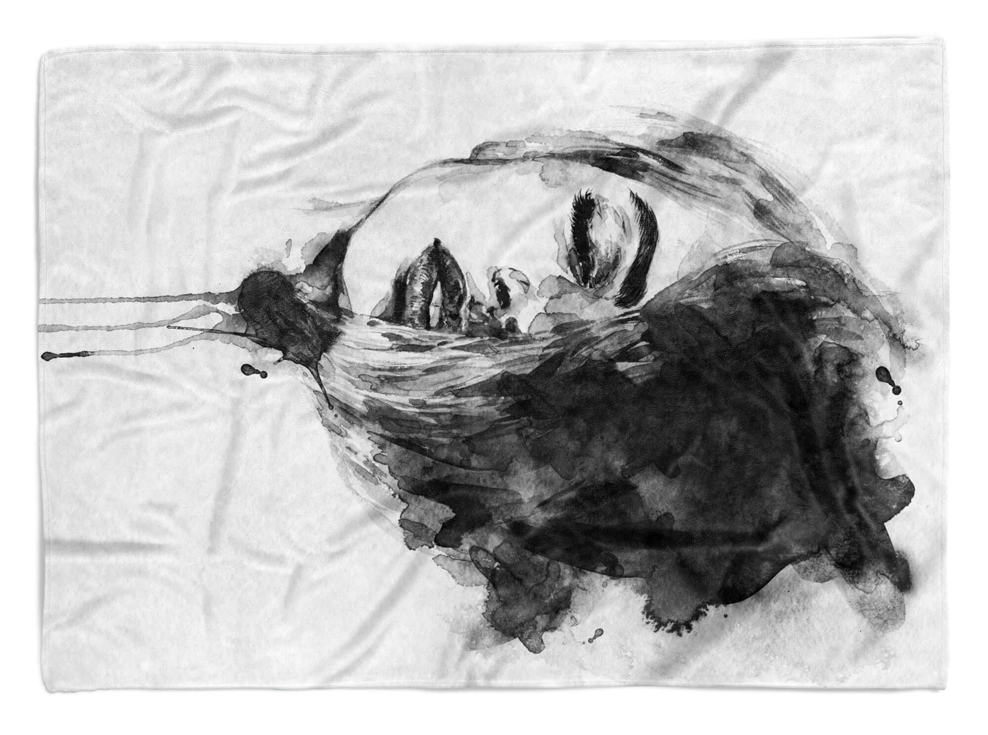 Art Saunatuch Abs, Sinus Kuscheldecke mit Porträt Handtuch Fotomotiv Frauen Handtuch Strandhandtuch Baumwolle-Polyester-Mix Handtücher (1-St),