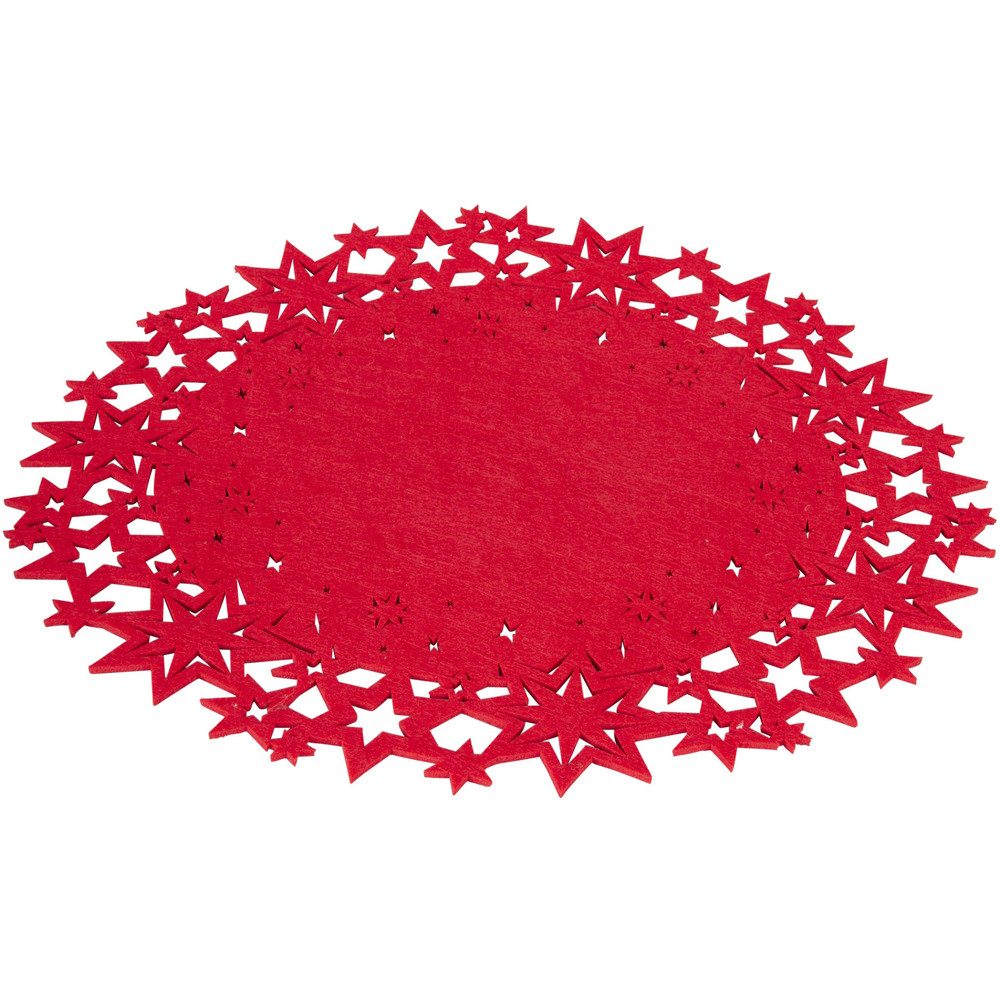 MICA Weihnachtsfigur Platzset - Sterne - aus Filz - Ø = 45 cm - rot günstig online kaufen