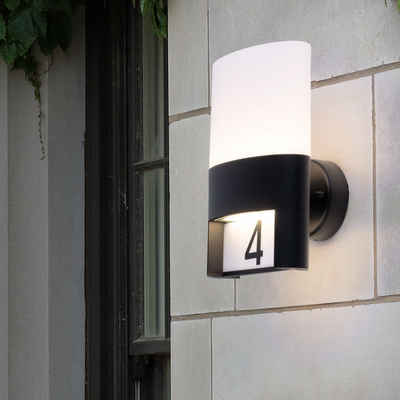 etc-shop Außen-Wandleuchte, LED-Leuchtmittel fest verbaut, Warmweiß, Wandleuchte Außen Wandlampe Hausnummer Außenleuchte